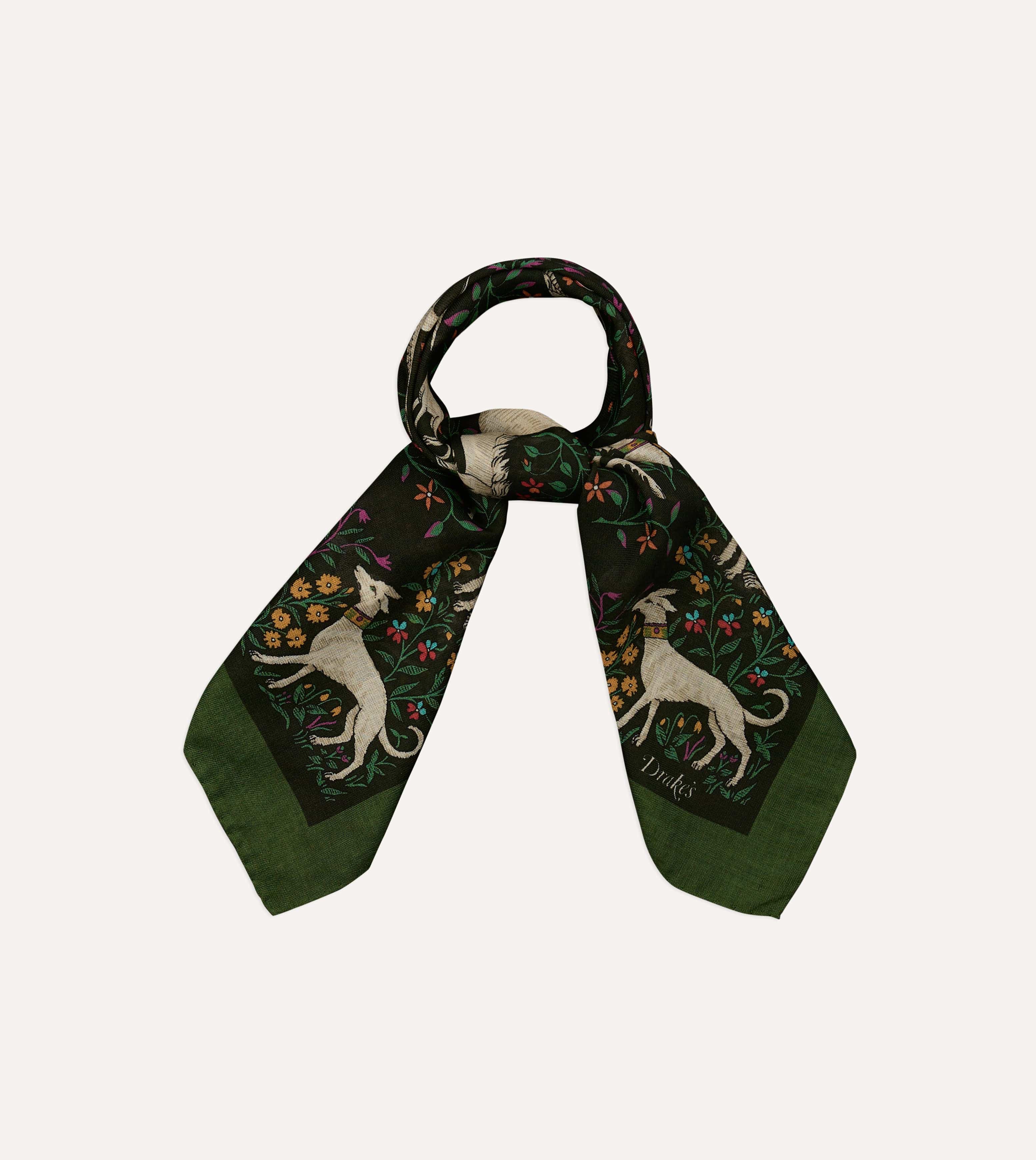Green Unicorn Print Wool-Silk Bandana - Image 6