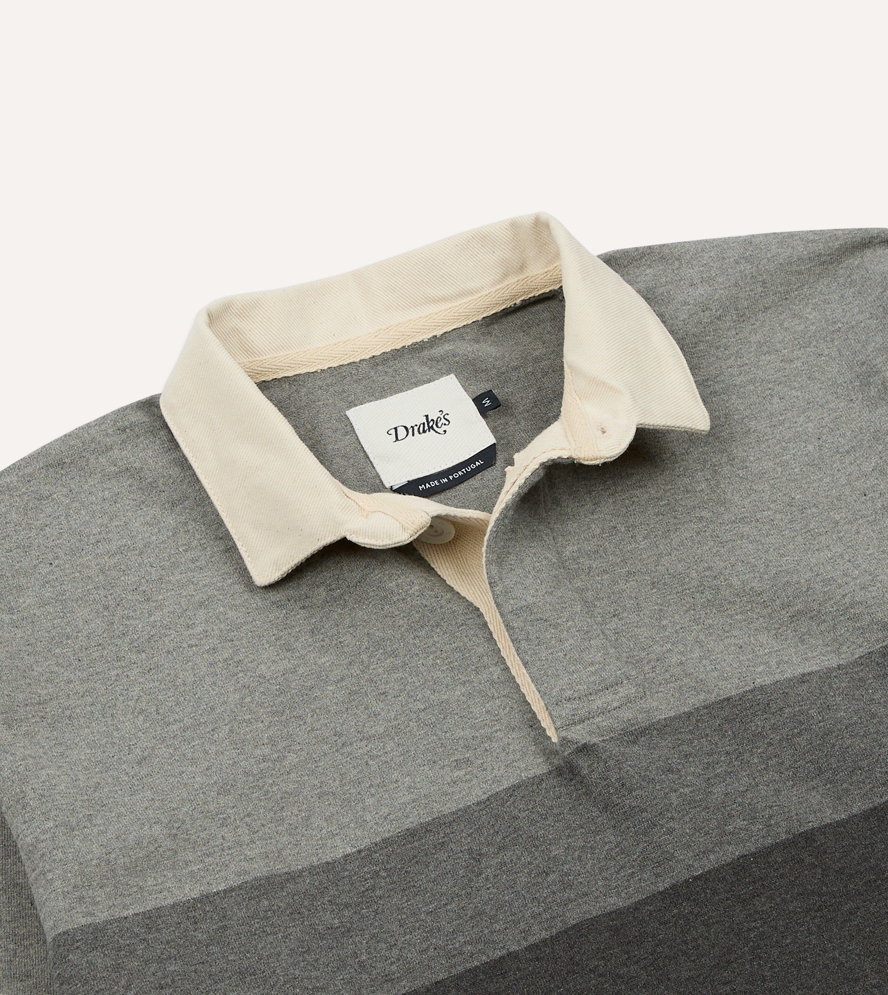 Grey Melange Centre Stripe Cotton Rugby Shirt - Image 3