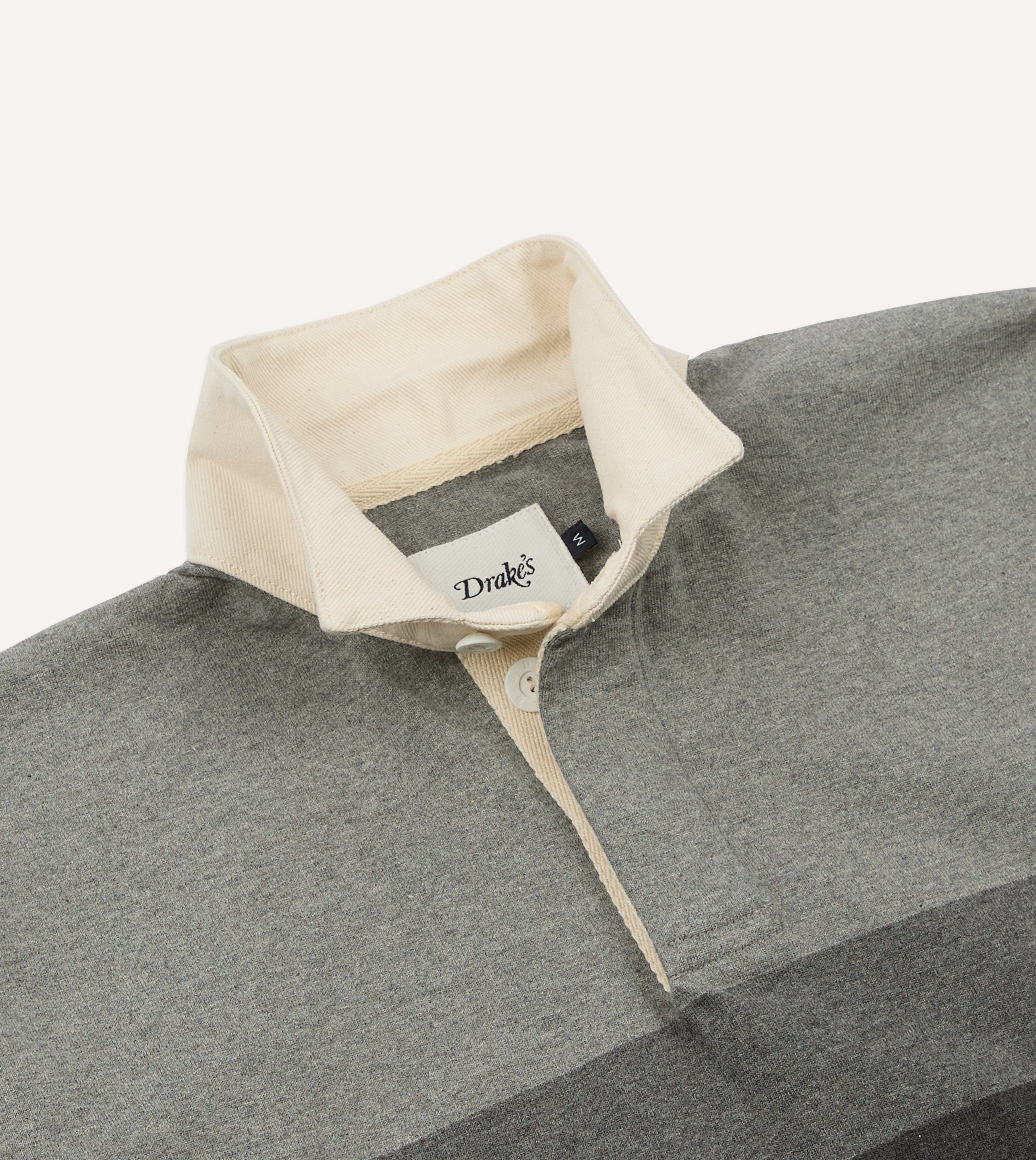 Grey Melange Centre Stripe Cotton Rugby Shirt - Image 4