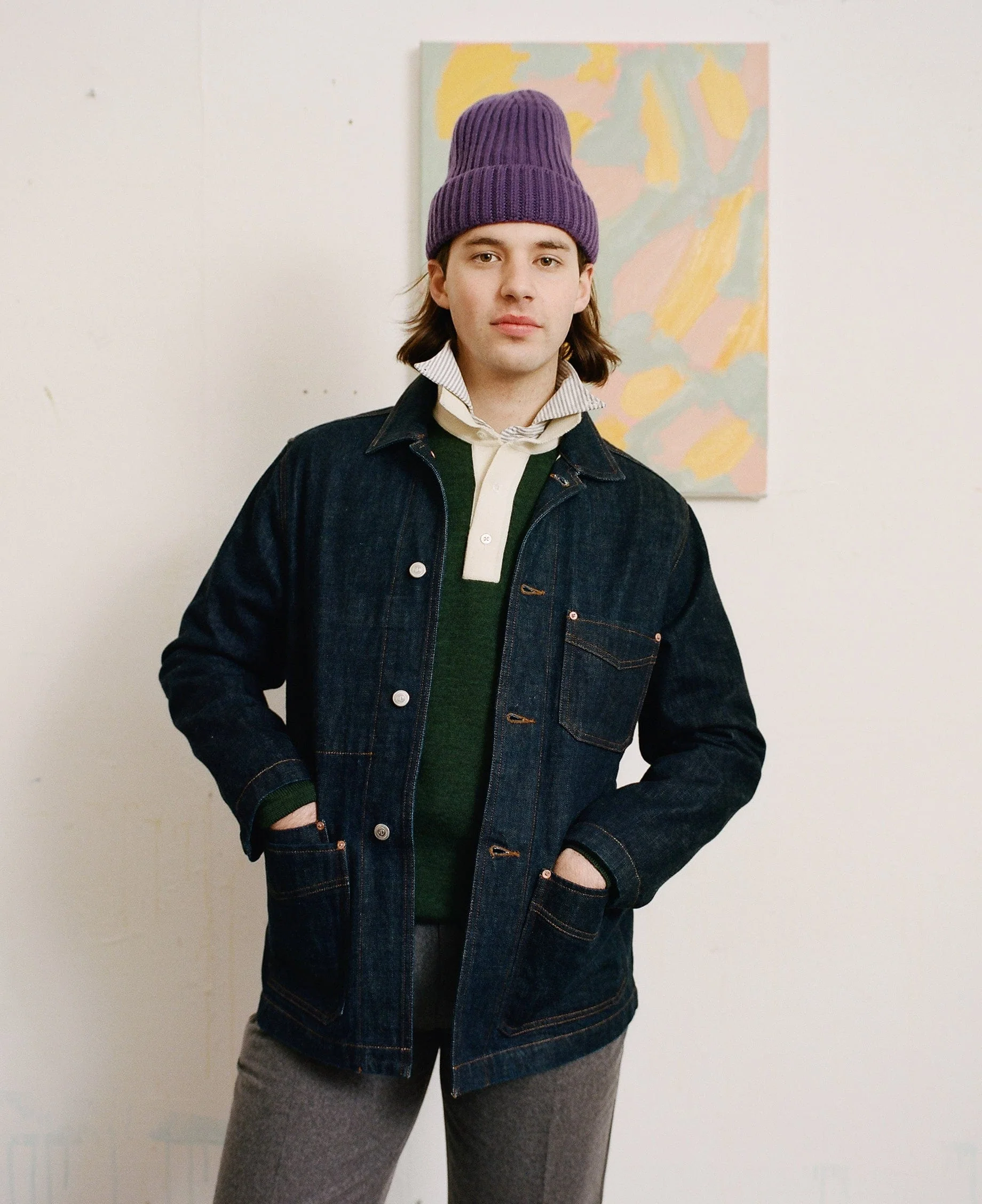 Indigo Rinse Denim Five-Pocket Chore Jacket - Image 8