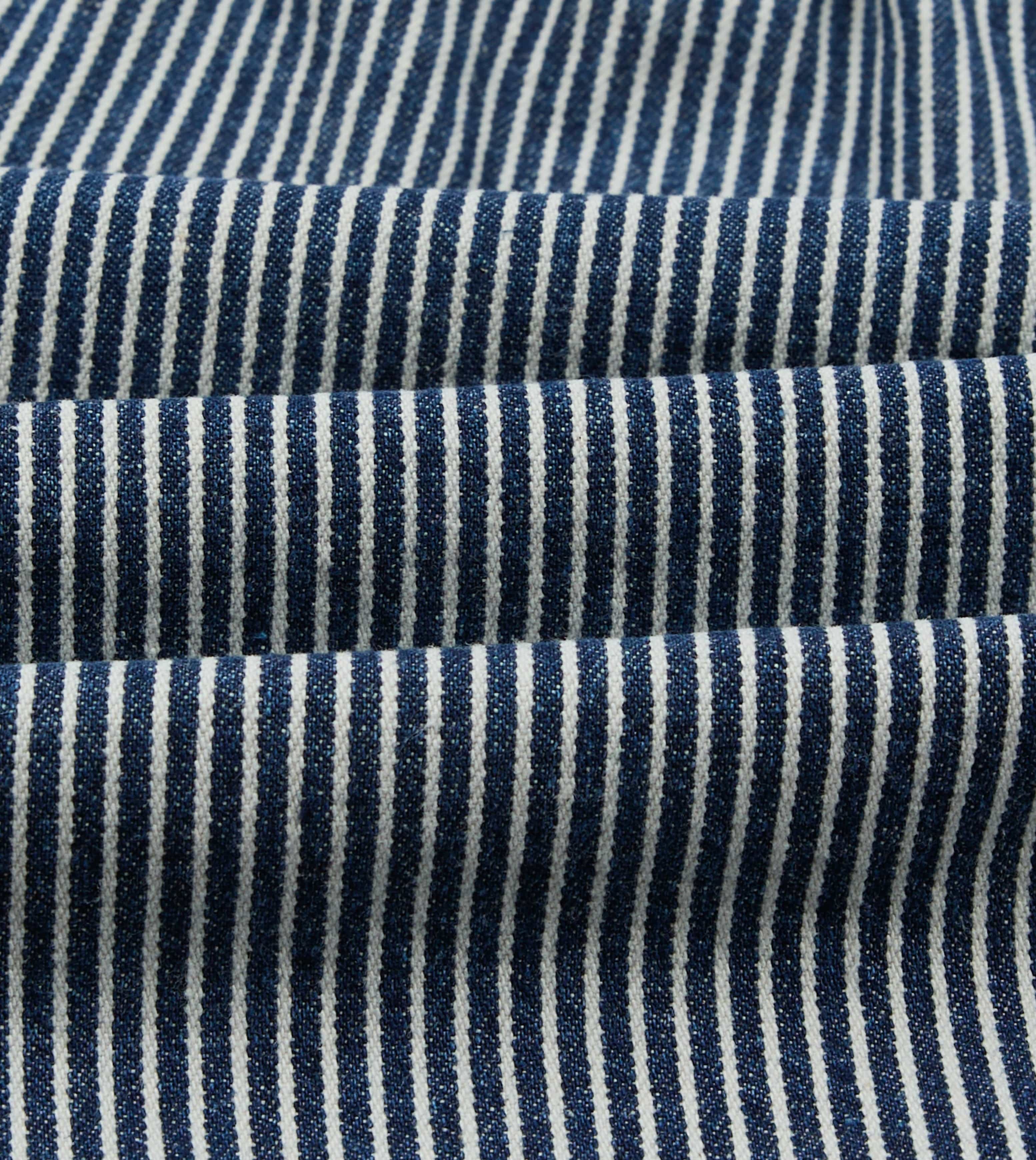 Indigo Stripe Cotton Drawstring Shorts - Image 3
