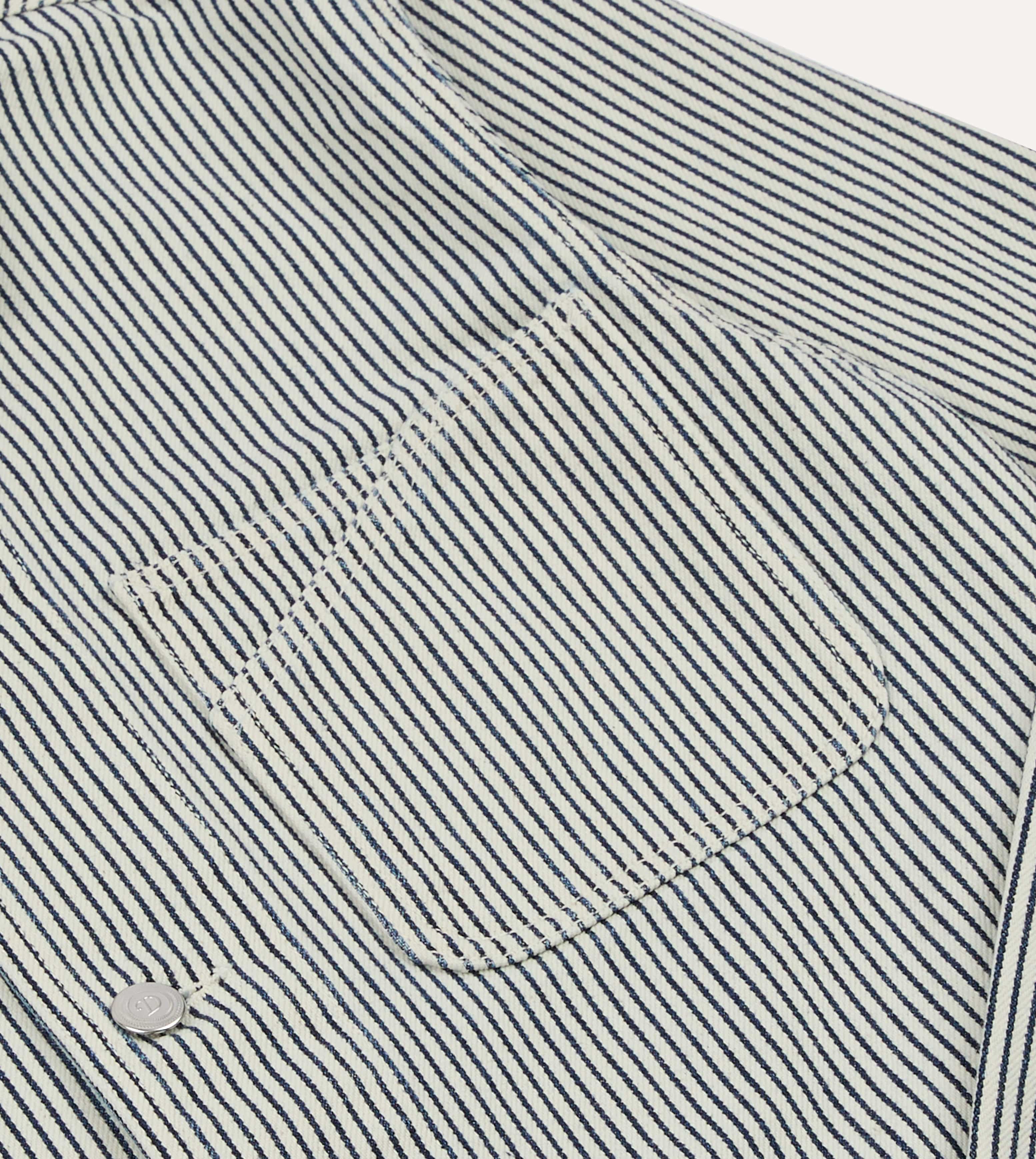 Indigo Stripe Cotton Fatigue Jacket - Image 4