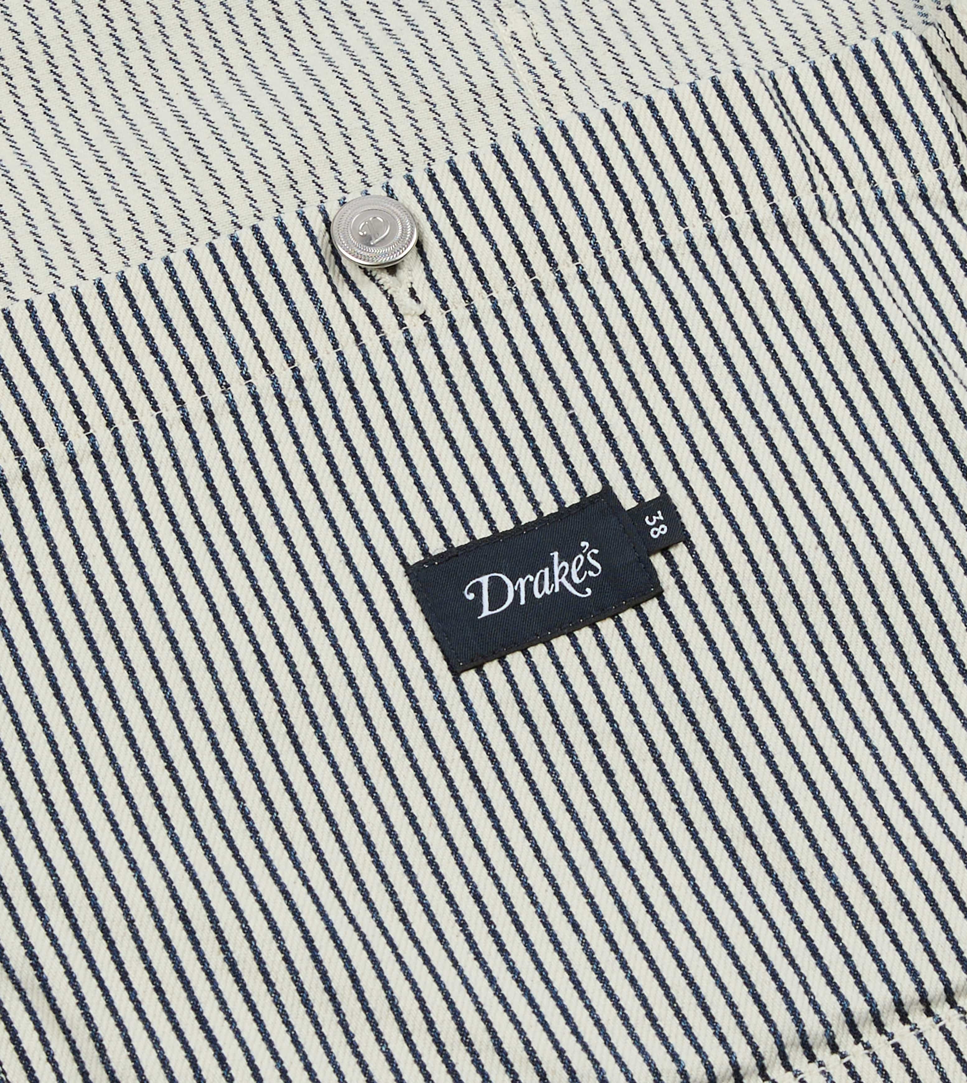 Indigo Stripe Cotton Fatigue Jacket - Image 7