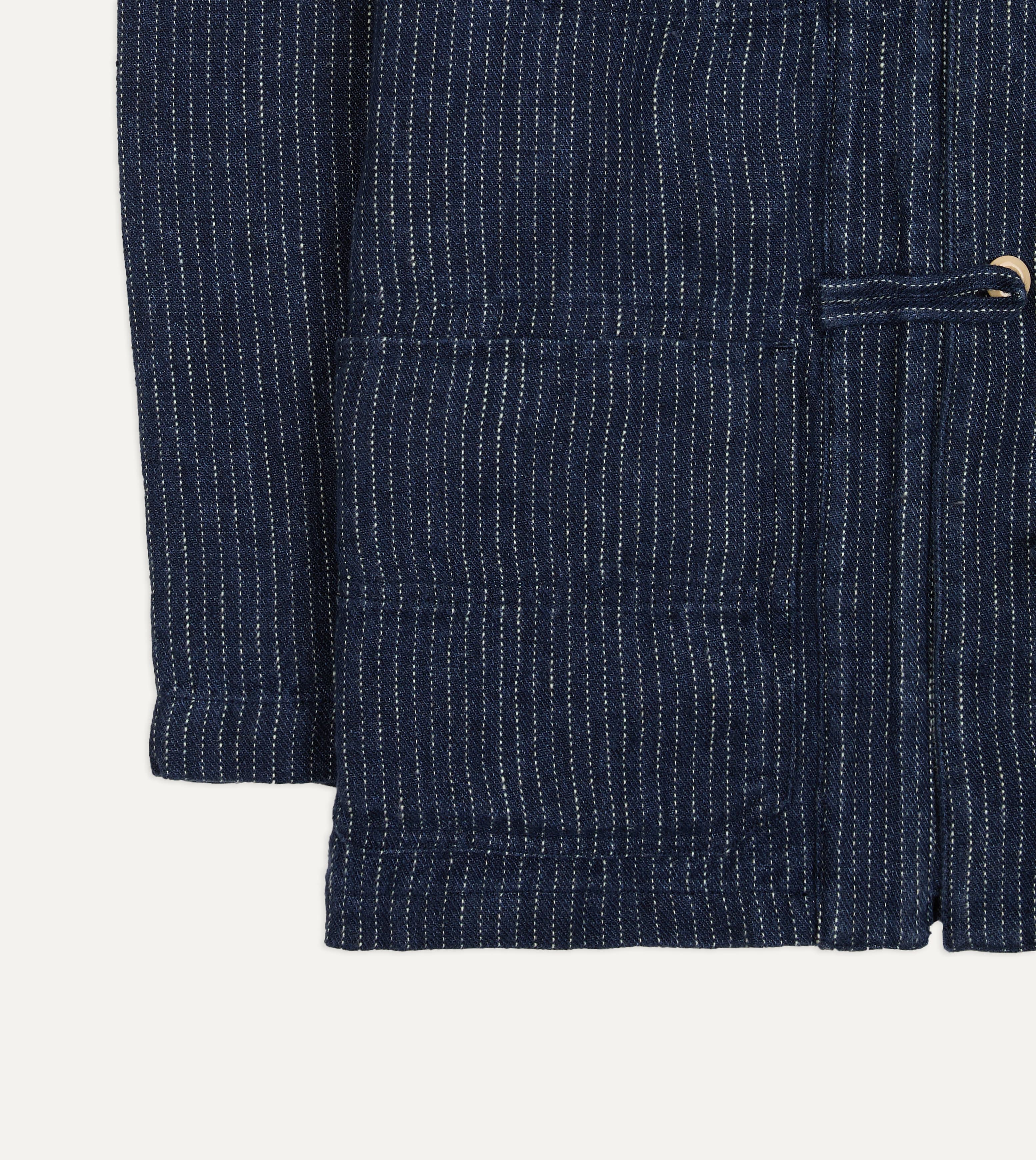 Indigo Stripe Linen Loop Button Chore Jacket - Image 8