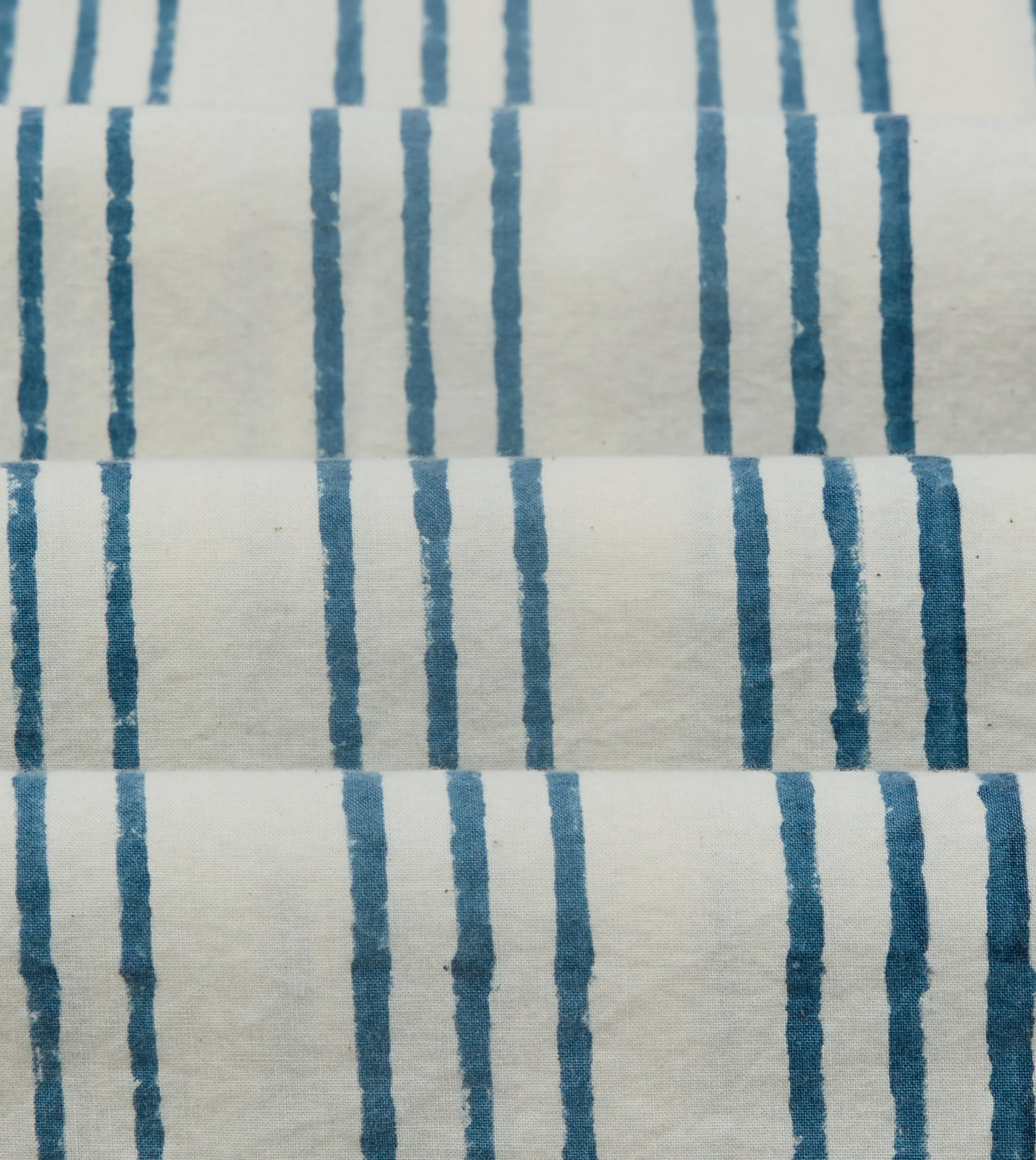 Indigo Triple Stripe Block Print Cotton Camp Collar Short Sleeve Shirt - Image 4
