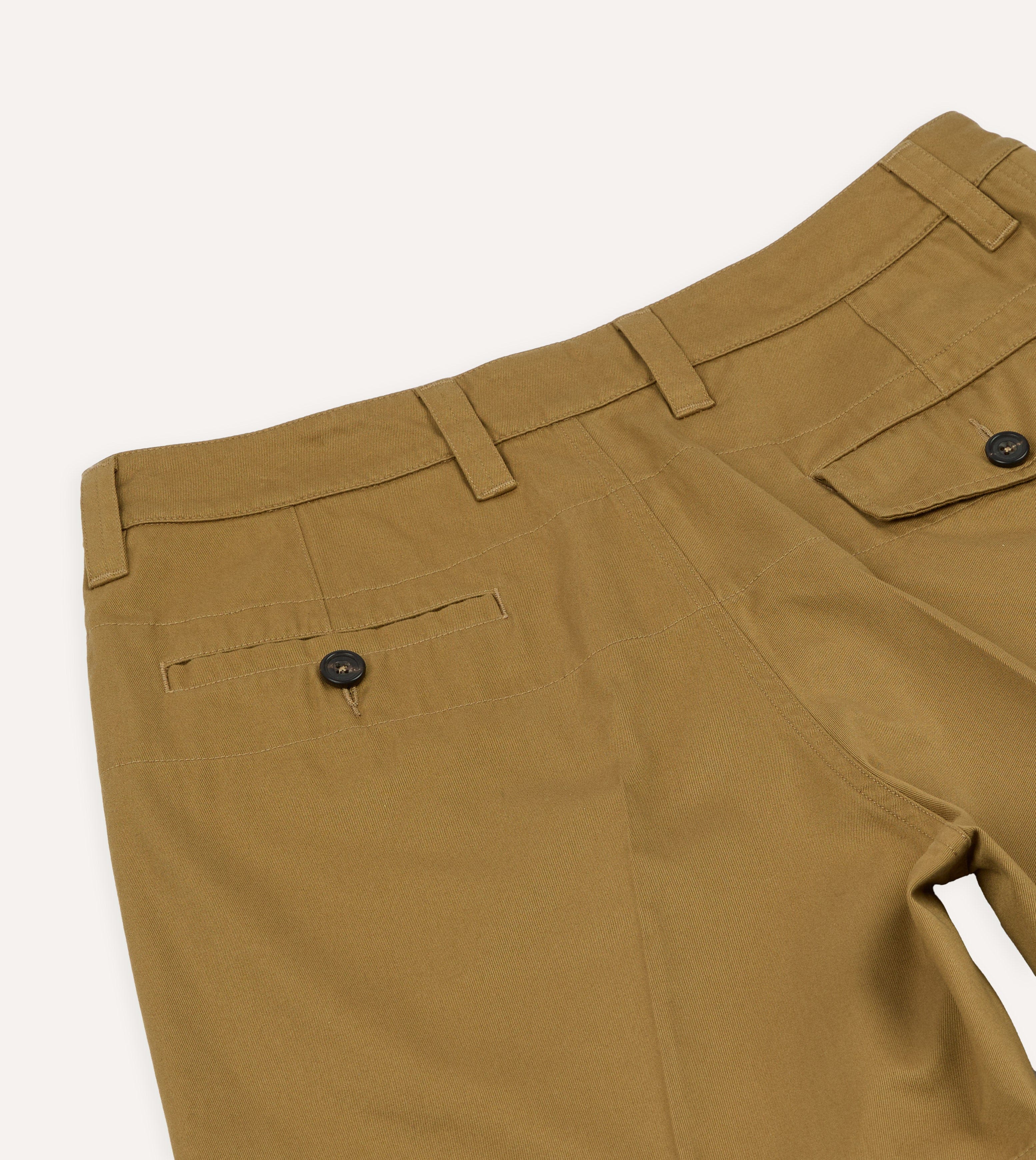 Khaki Cotton Wide Leg Double-Pleat Shorts - Image 5