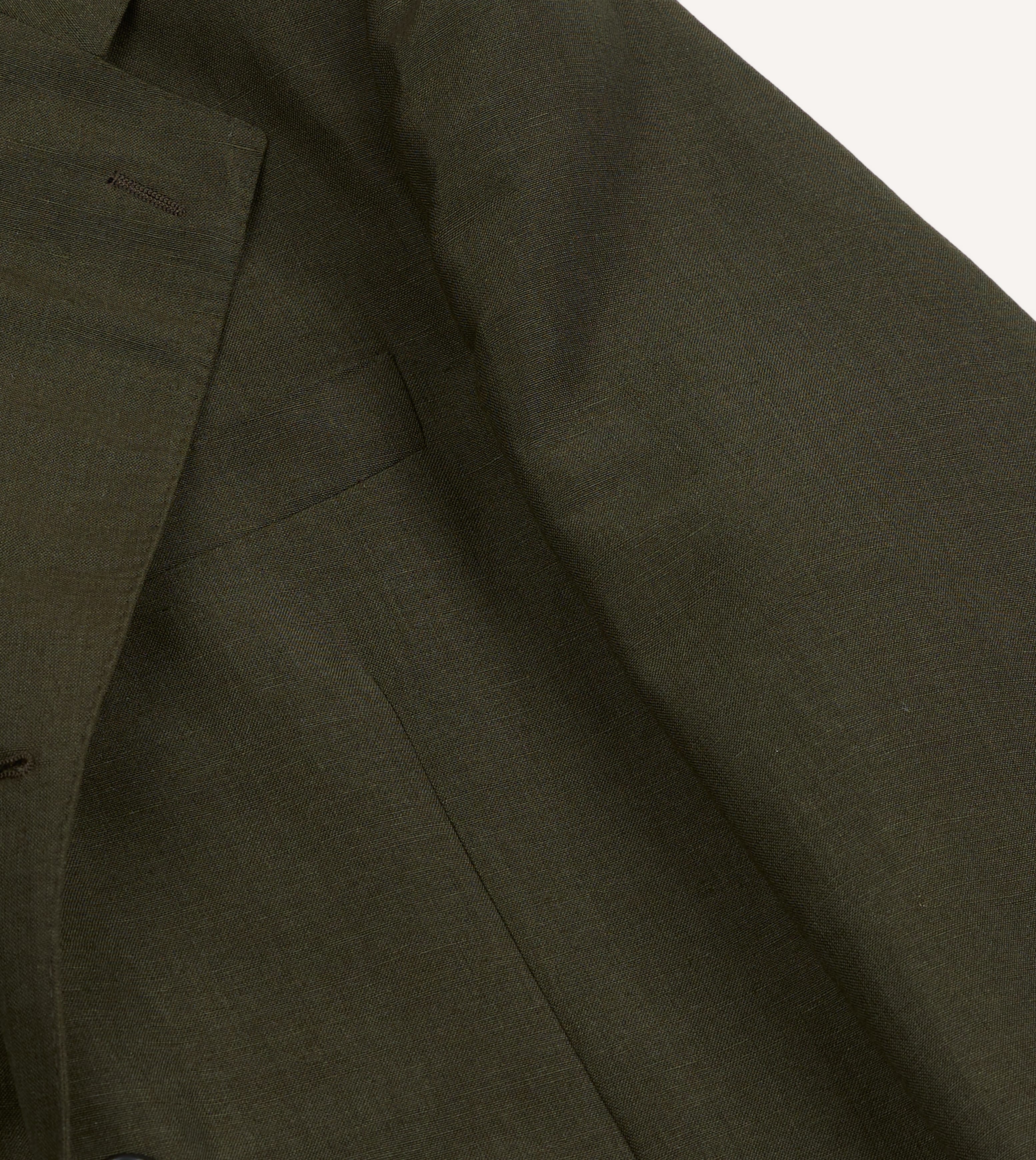 Khaki Green Linen-Wool Tailored Jacket - Image 4