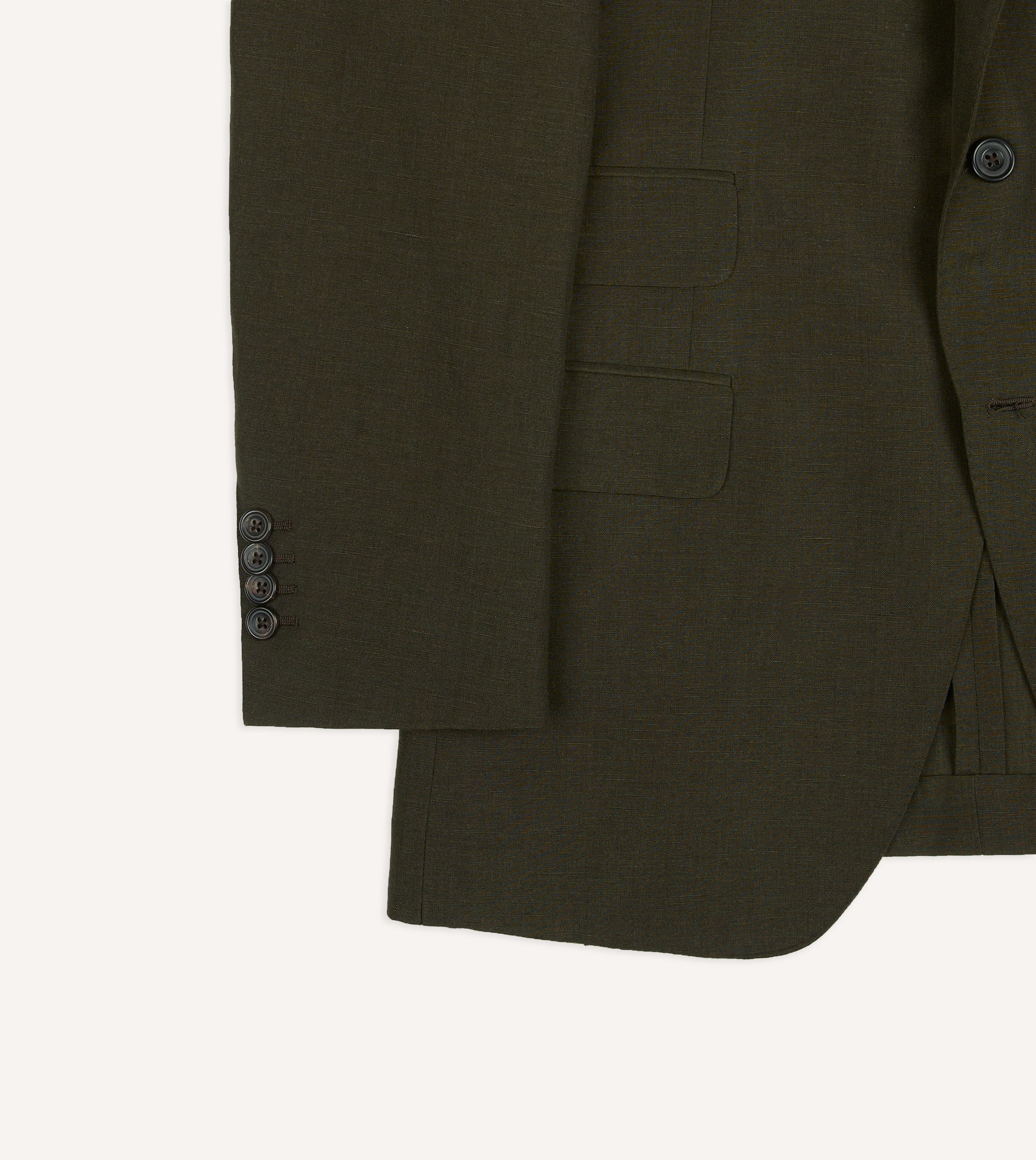 Khaki Green Linen-Wool Tailored Jacket - Image 6