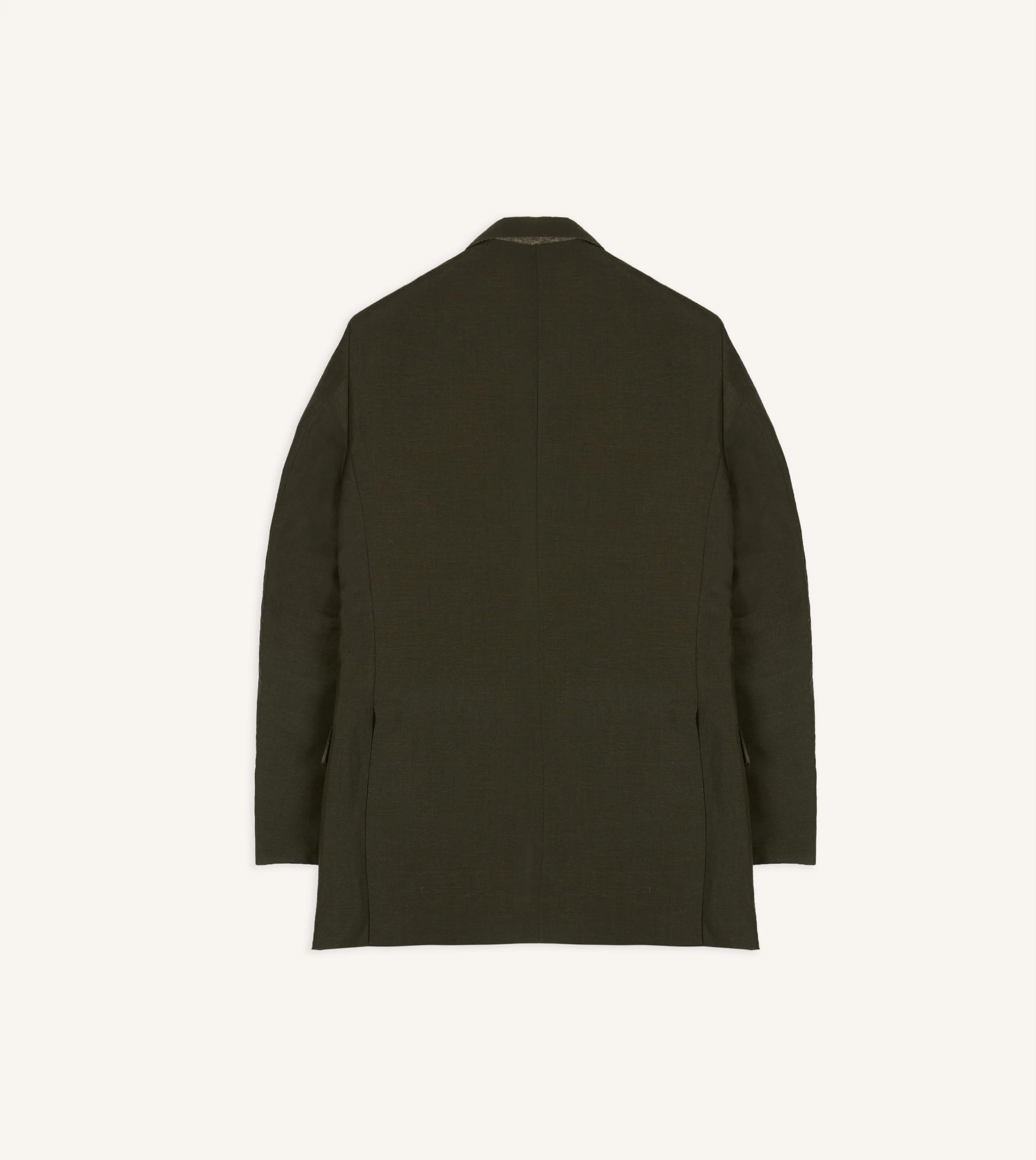 Khaki Green Linen-Wool Tailored Jacket - Image 8