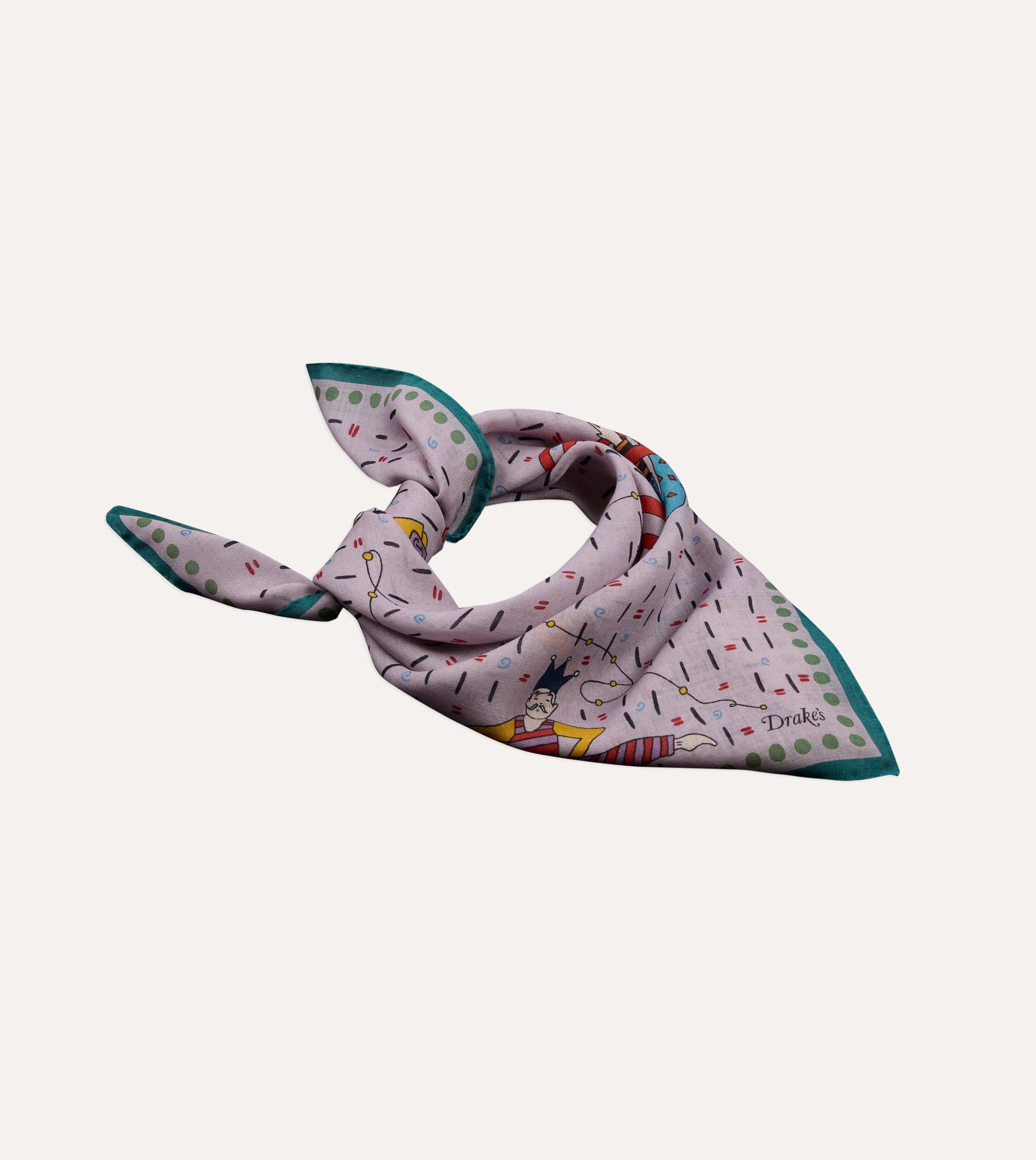 Lilac Acrobat Print Wool-Silk Bandana - Image 4