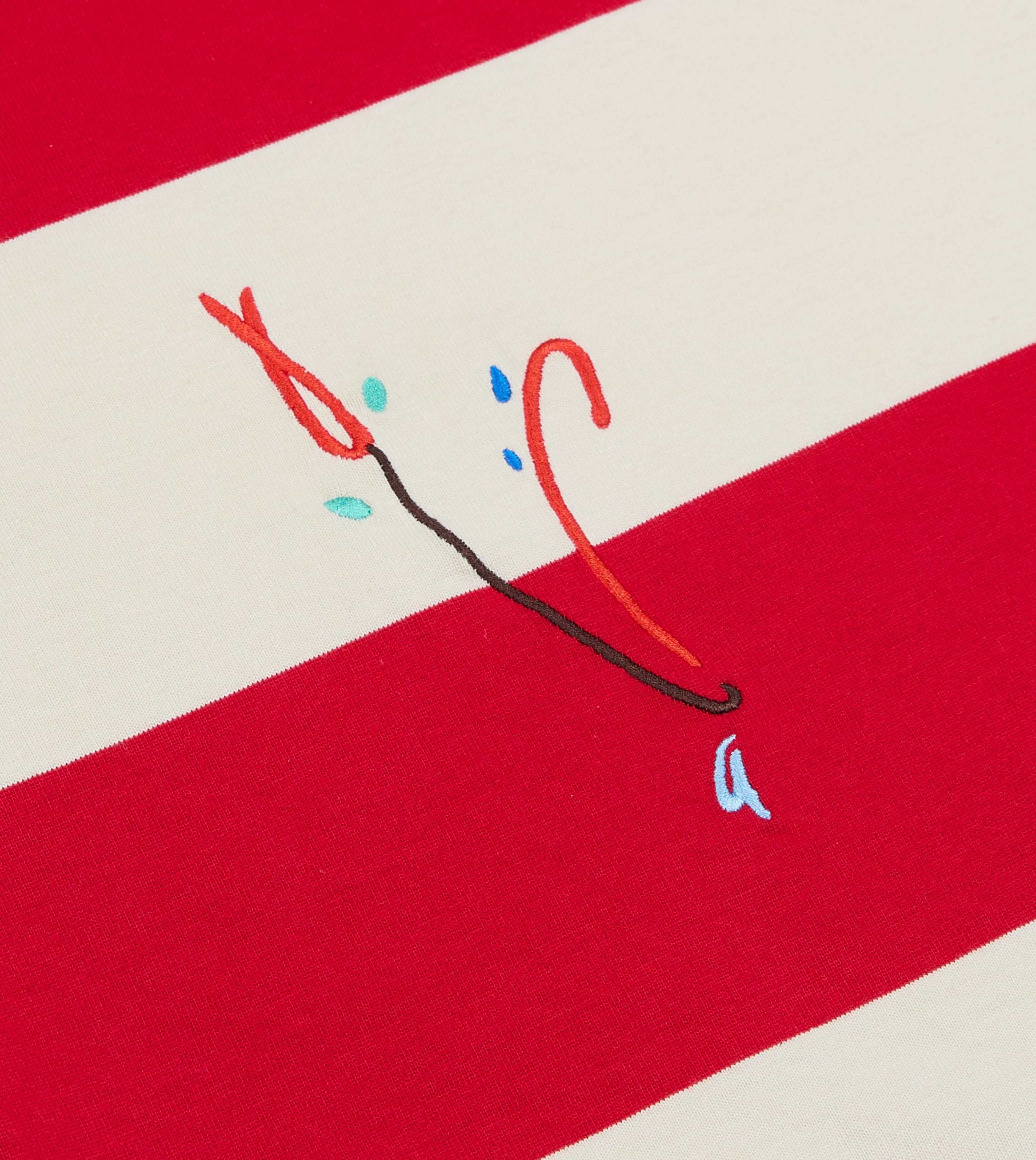 Mayumi Y. for Drake’s Stripe Cotton Embroidered Rugby Shirt - Image 8