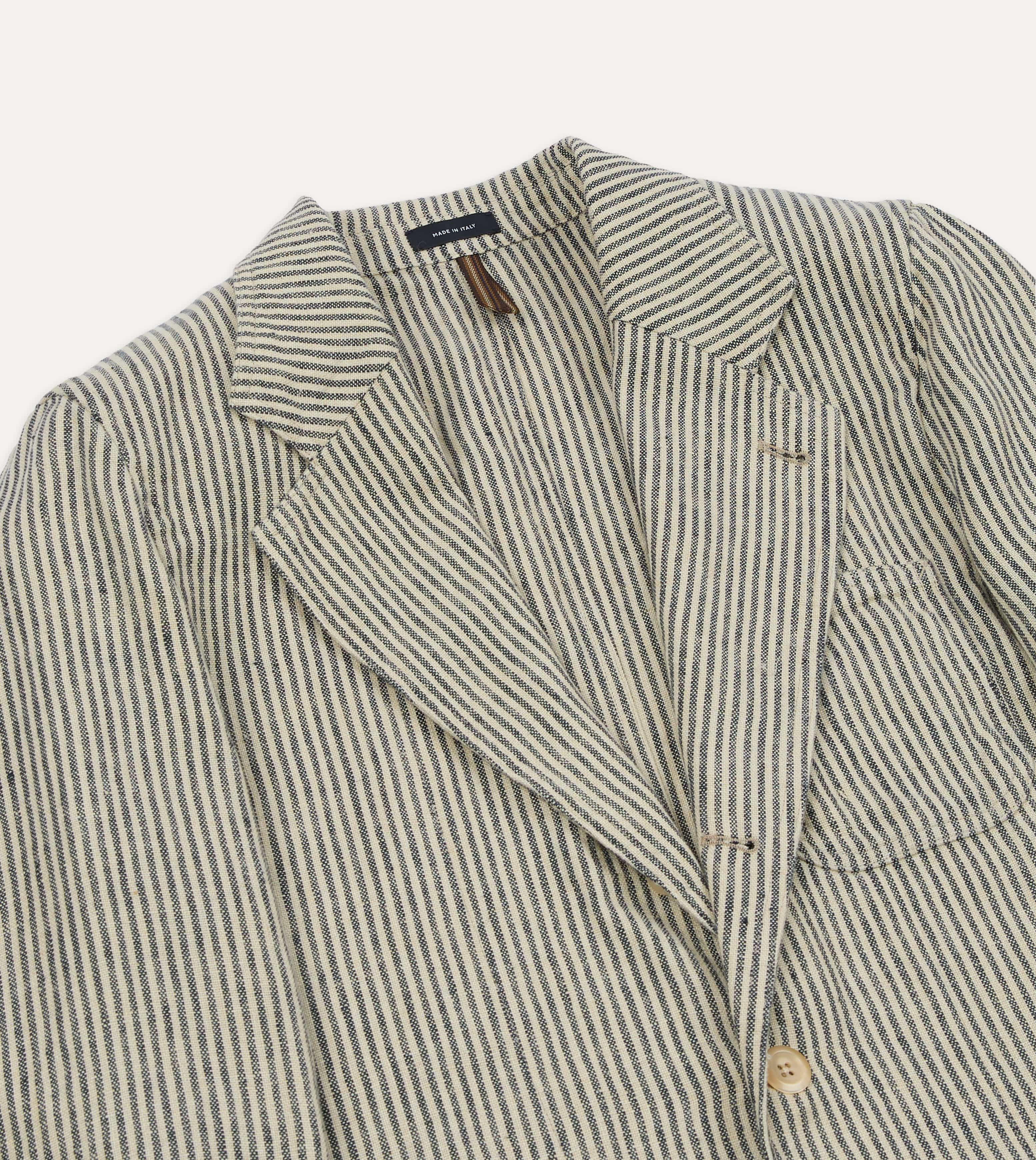 Navy and Ecru Stripe Oxford Linen Games Blazer Mk. IV - Image 3