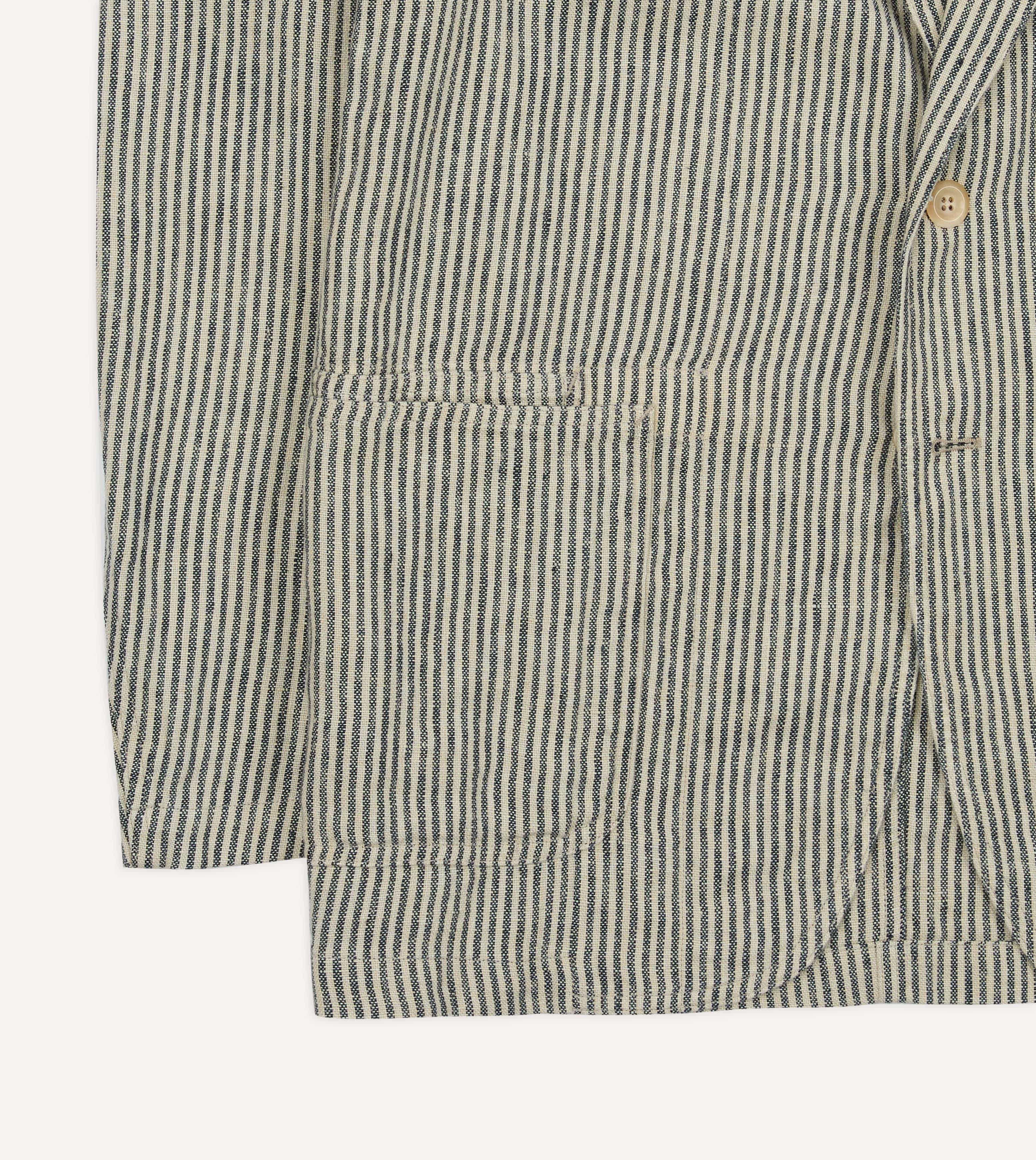 Navy and Ecru Stripe Oxford Linen Games Blazer Mk. IV - Image 6