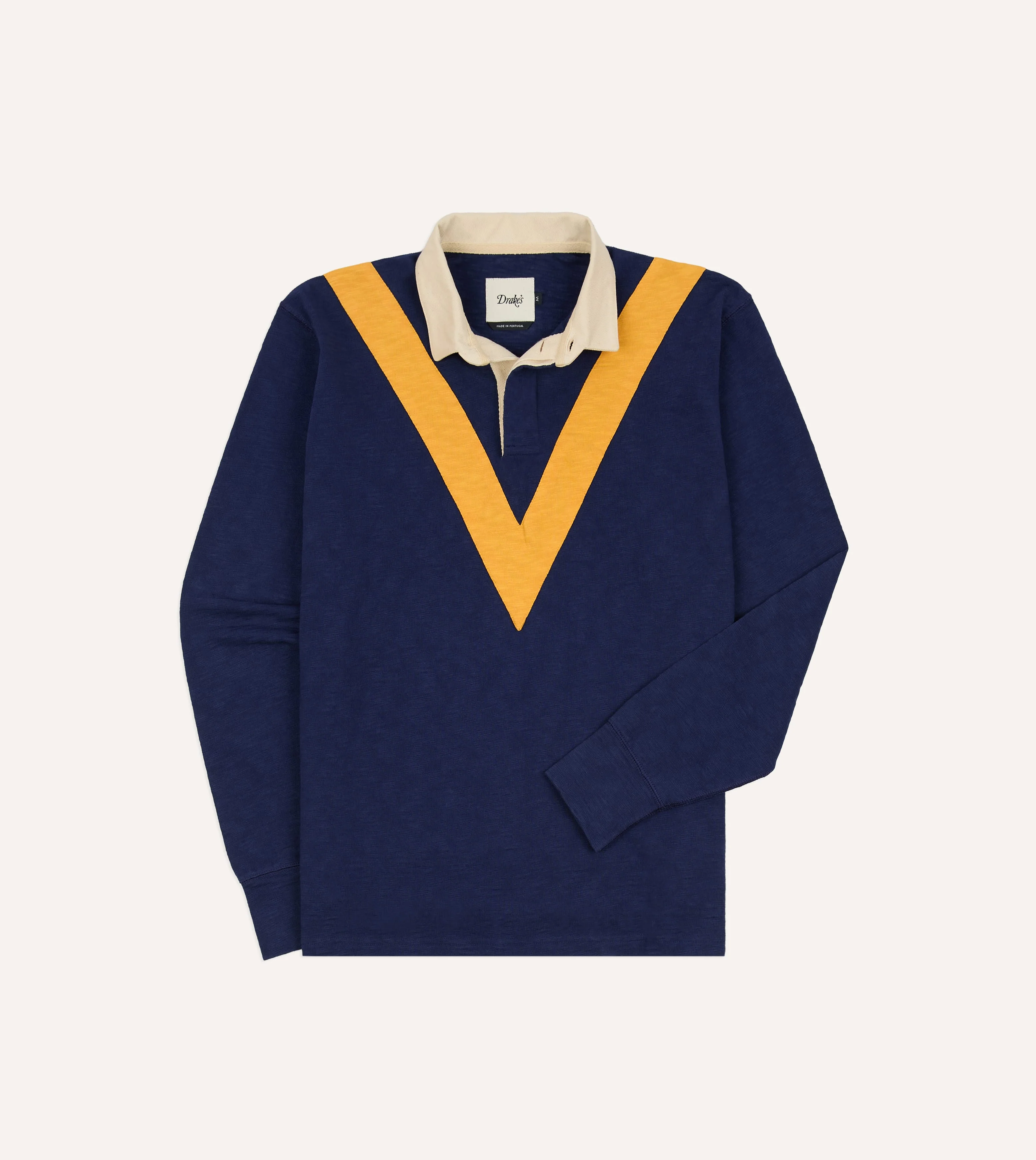 Navy and Yellow Chevron Flamé Cotton Rugby Shirt - Image 3
