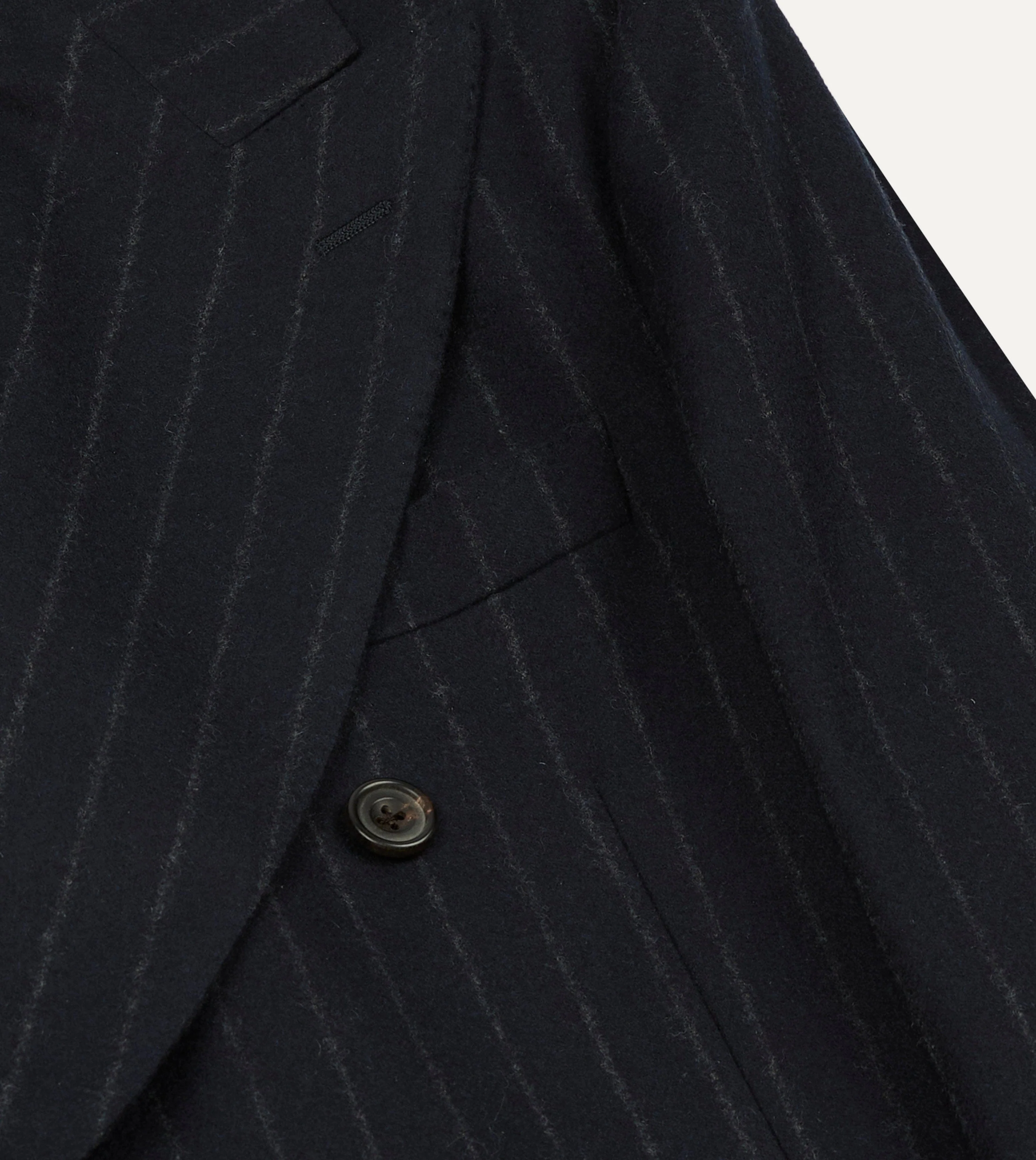 Navy Chalkstripe Wool Flannel Double-Breasted Tailored Jacket - Image 4
