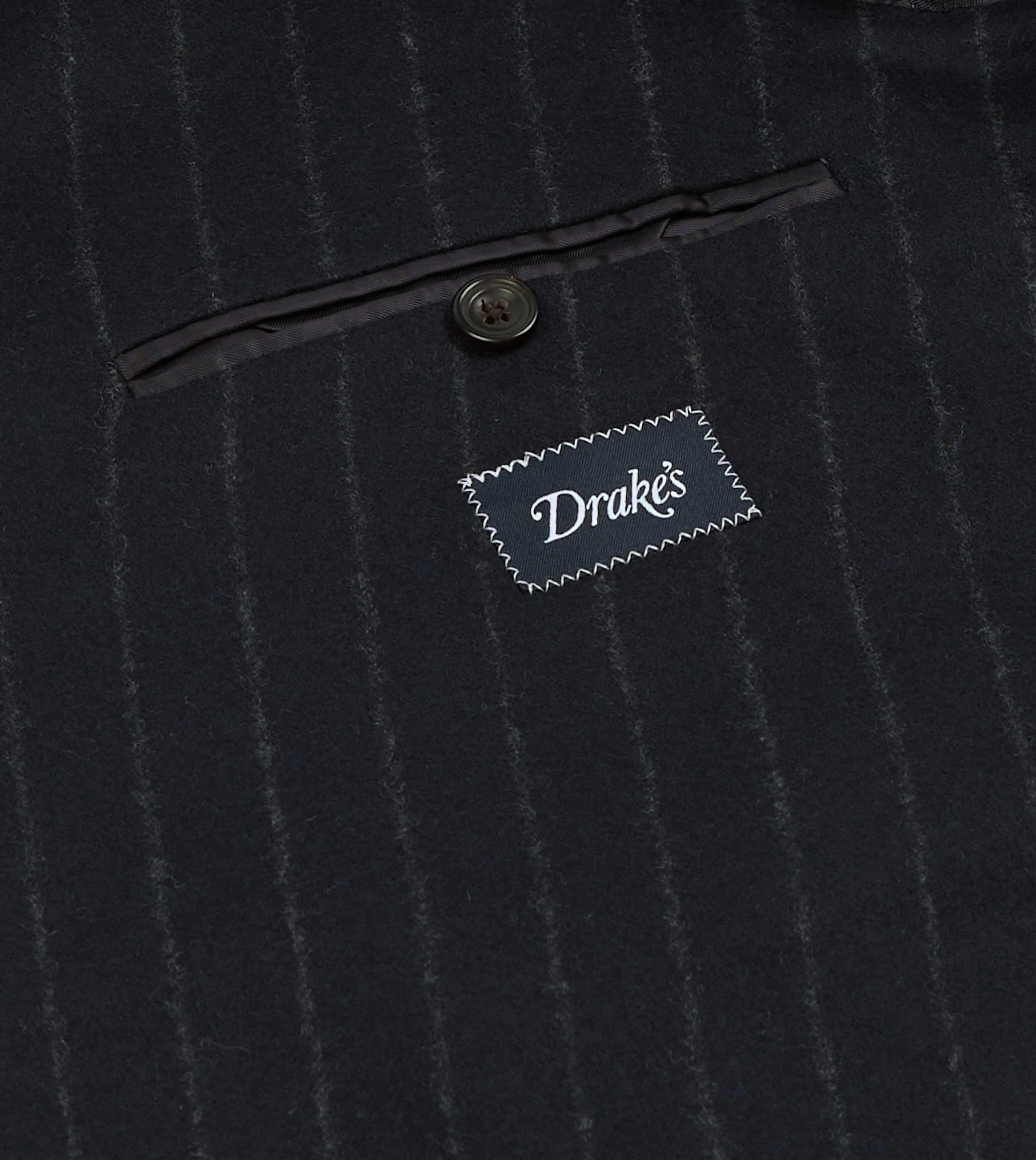 Navy Chalkstripe Wool Flannel Double-Breasted Tailored Jacket - Image 7