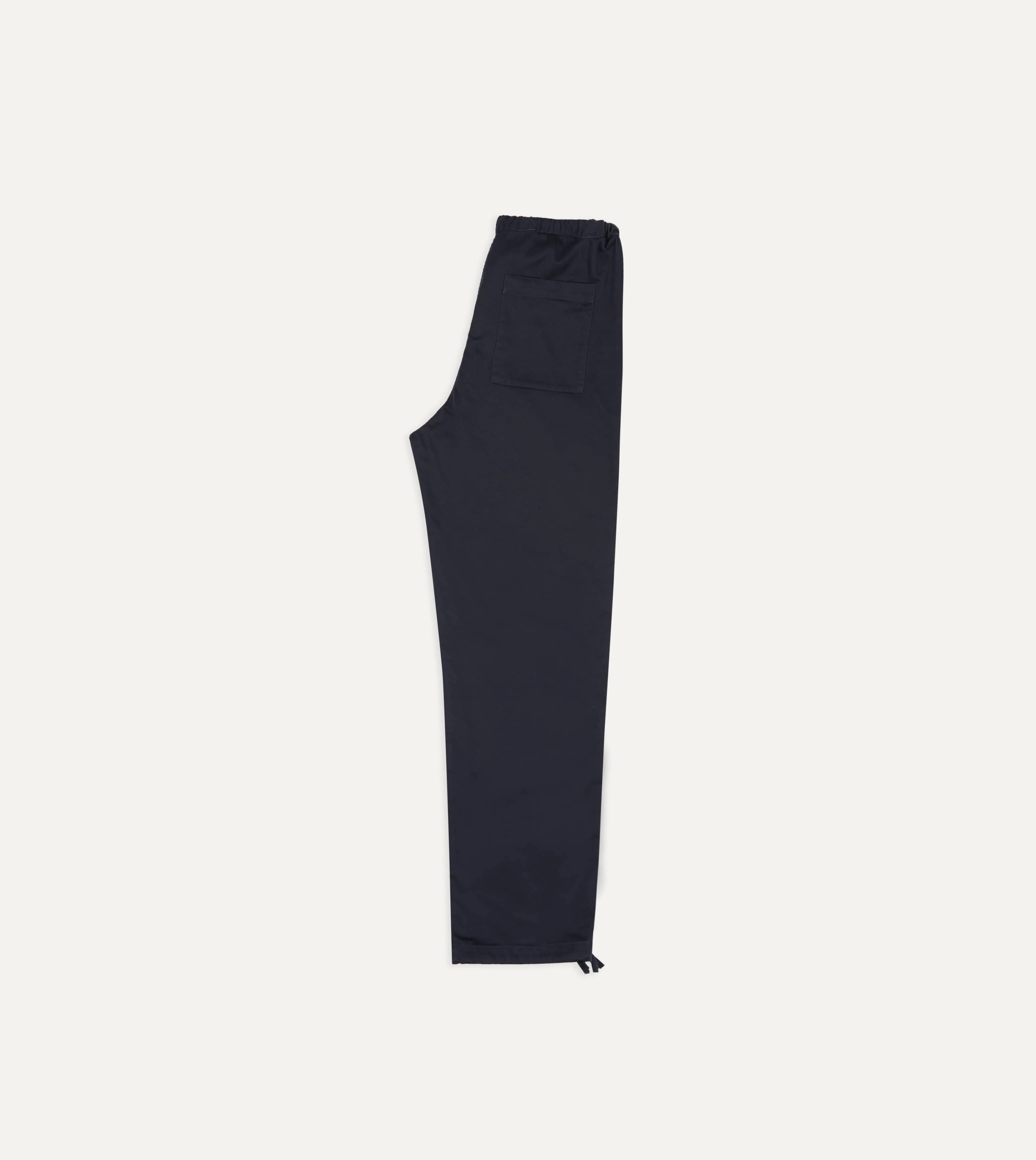 Navy Cotton Drawstring Trousers - Image 6