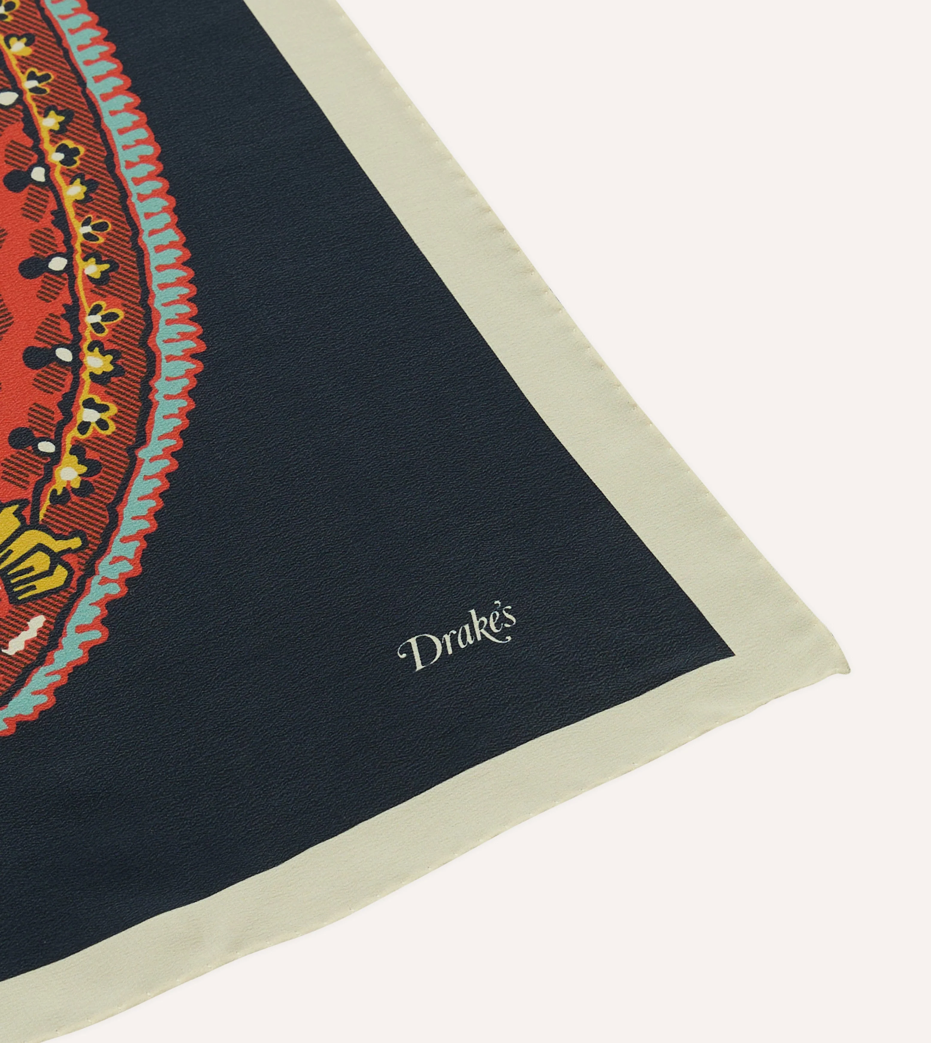 Navy Jumbo Paisley Print Silk Bandana - Image 5