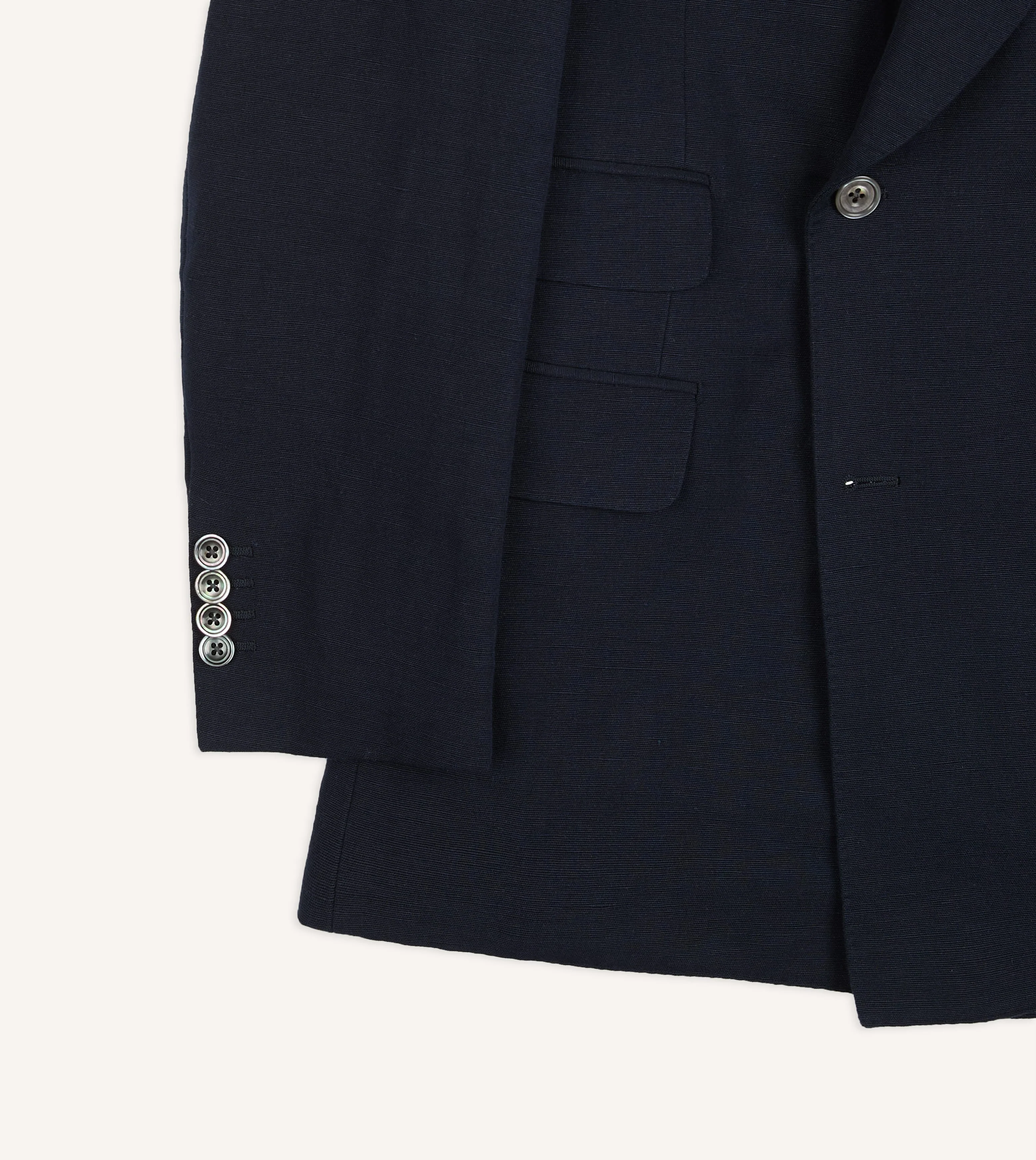 Navy Linen-Cotton Double-Breasted Tailored Jacket - Image 6