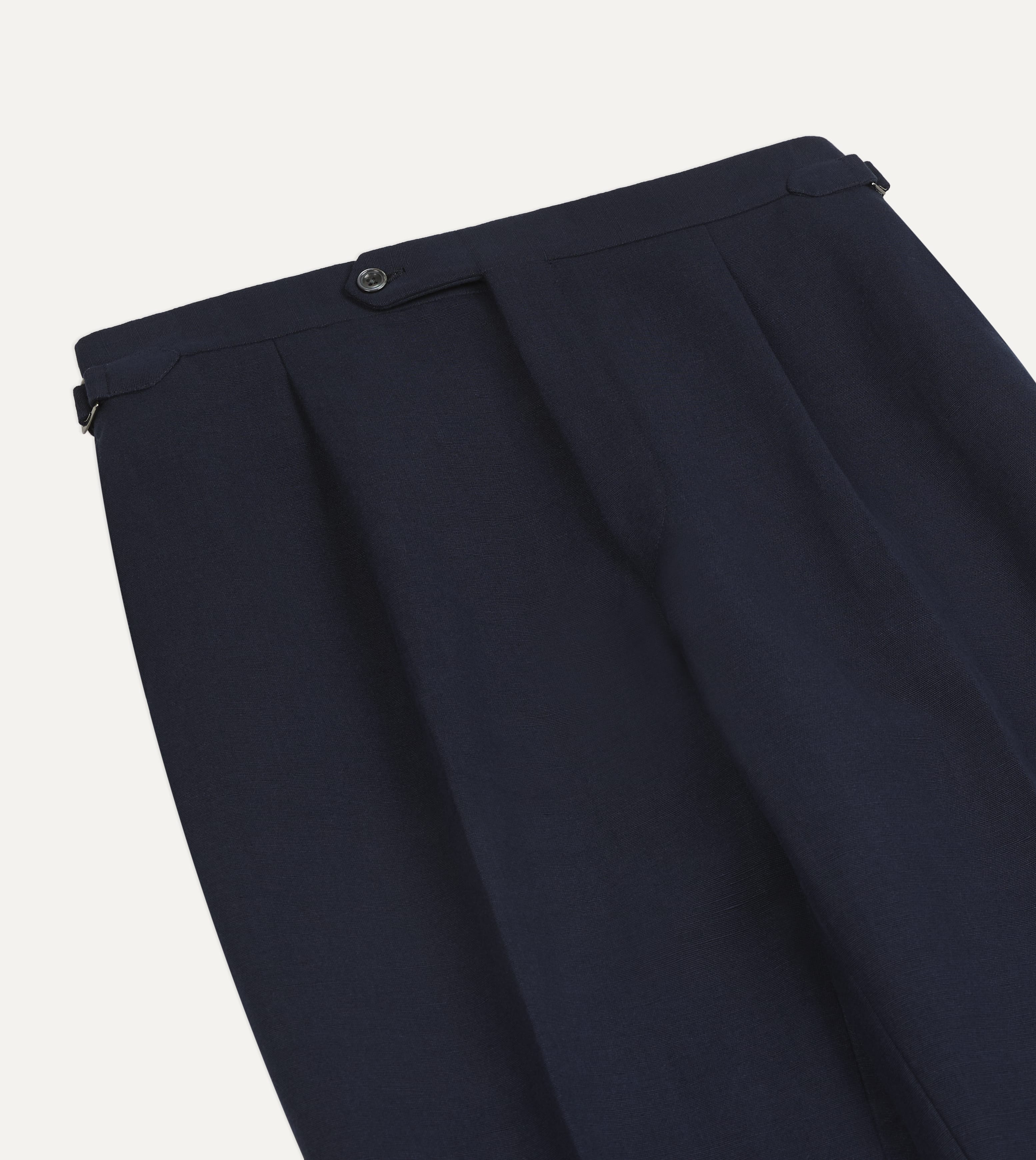 Navy Linen-Cotton Single-Pleat Trouser - Image 4