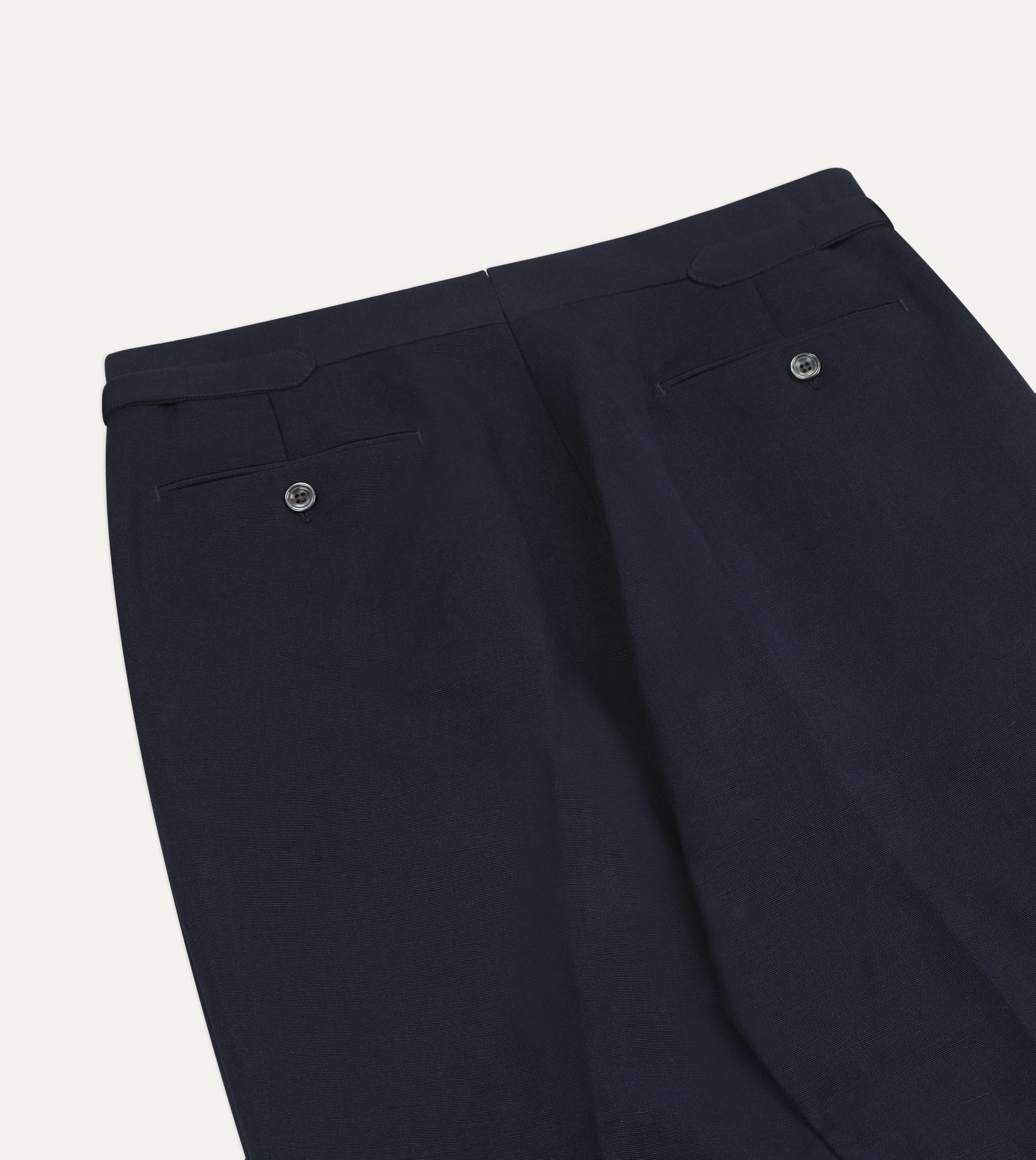 Navy Linen-Cotton Single-Pleat Trouser - Image 5