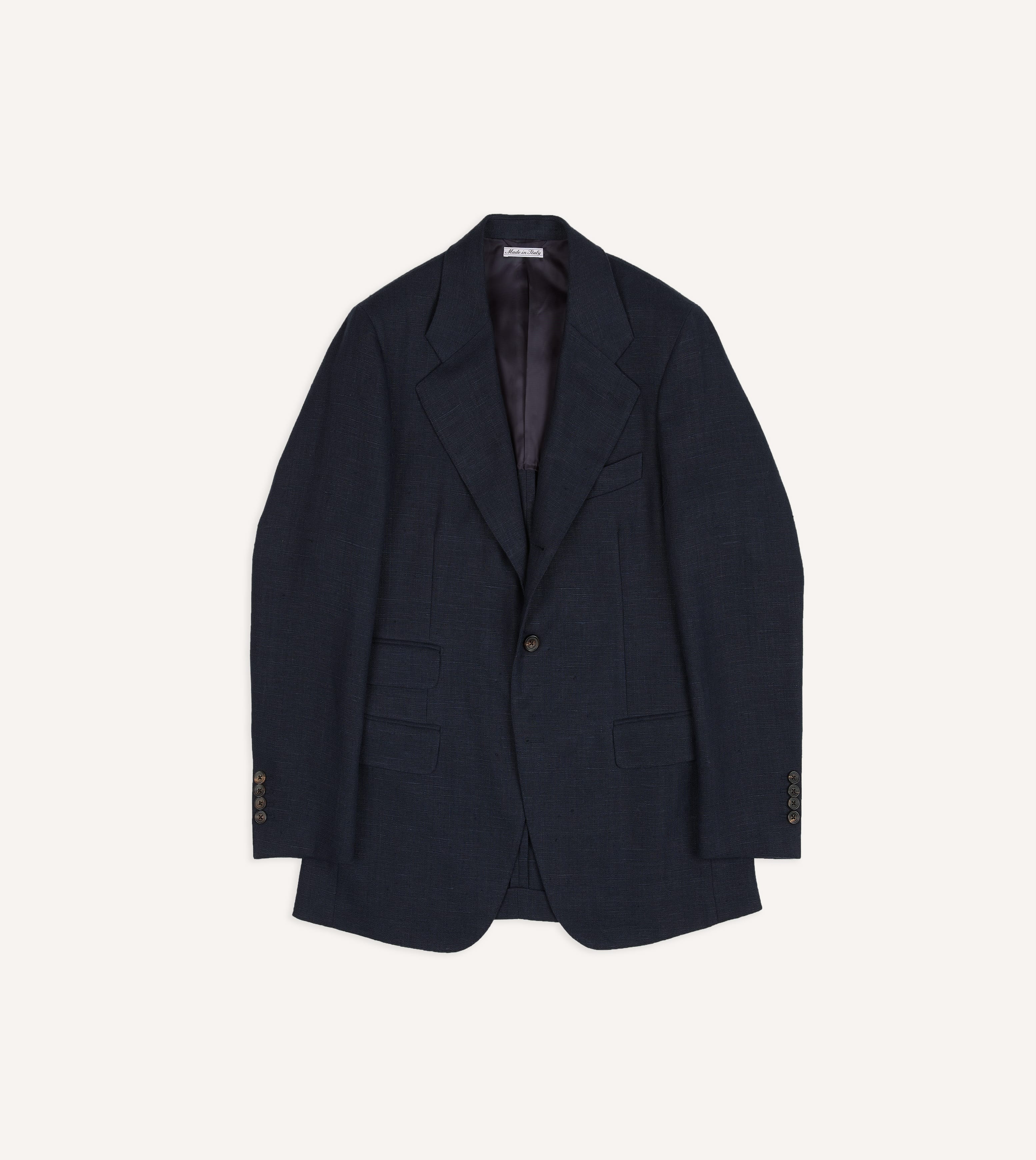 Navy Linen Tailored Jacket - Image 2