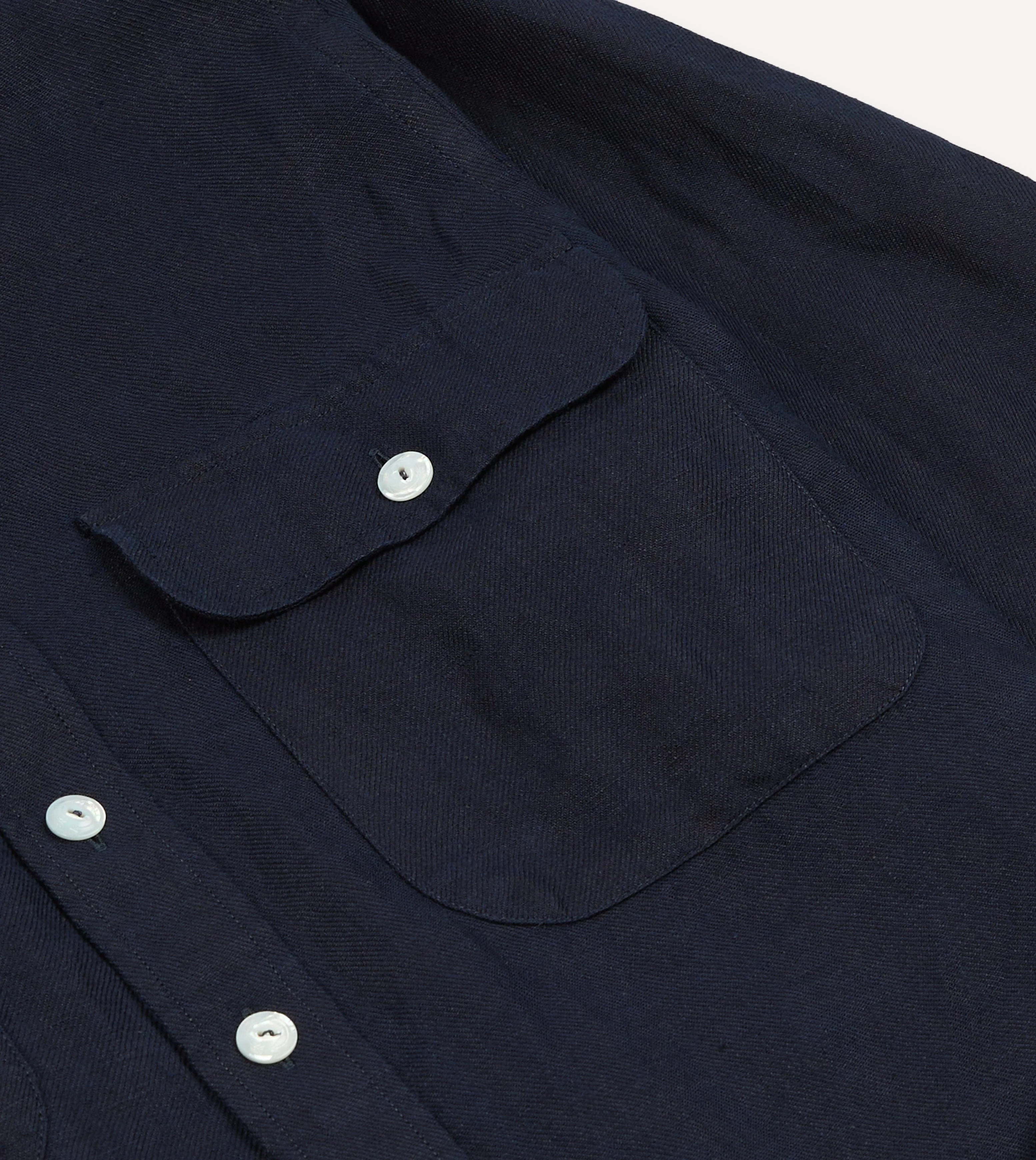 Navy Linen Twill Two-Pocket Work Shirt - Image 4