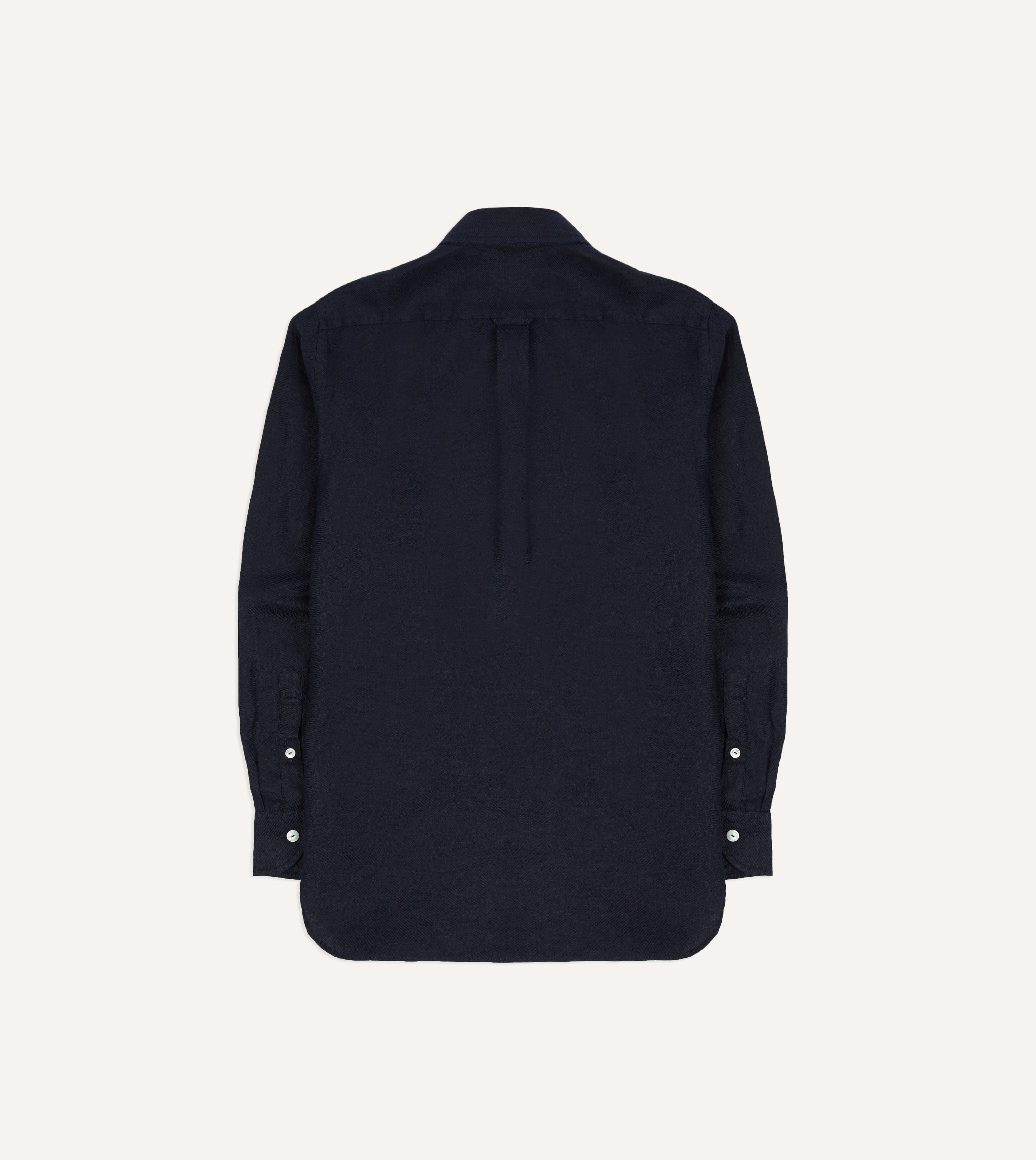 Navy Linen Twill Two-Pocket Work Shirt - Image 6