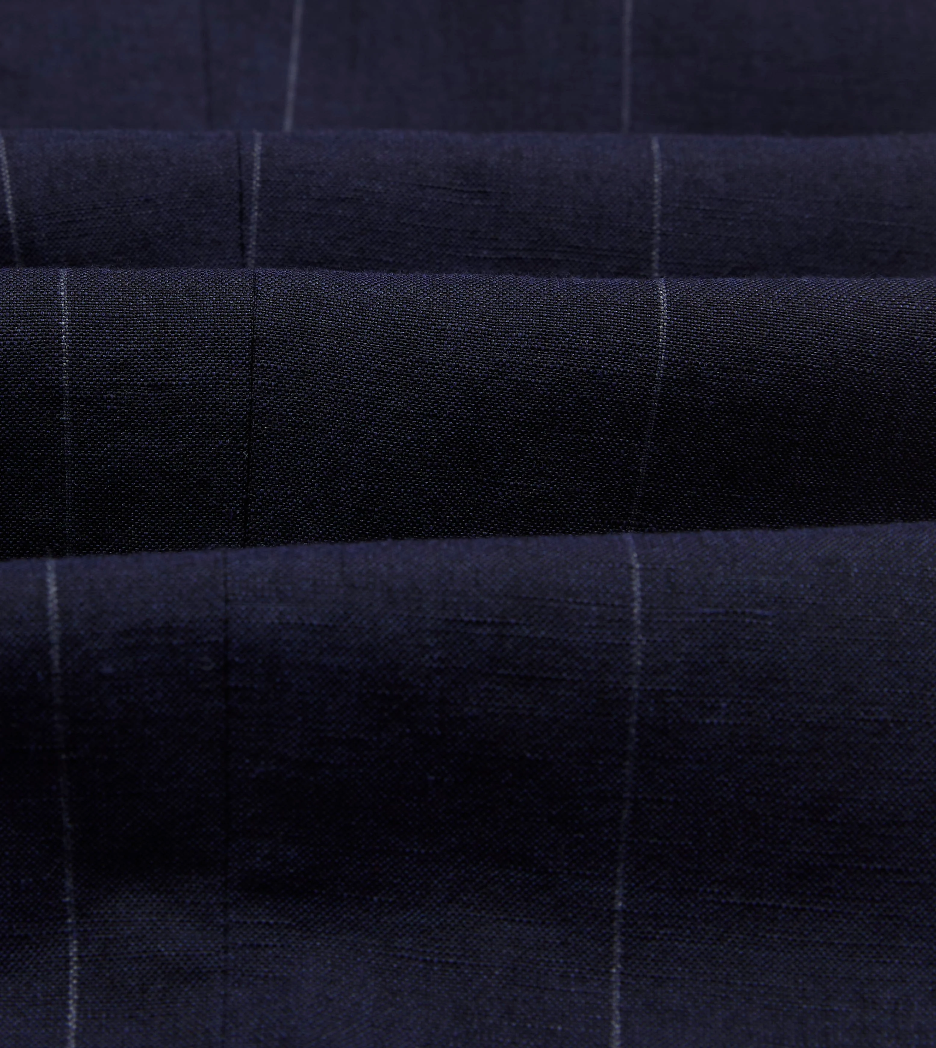 Navy Pinstripe Wool-Linen Single-Pleat Trouser - Image 2