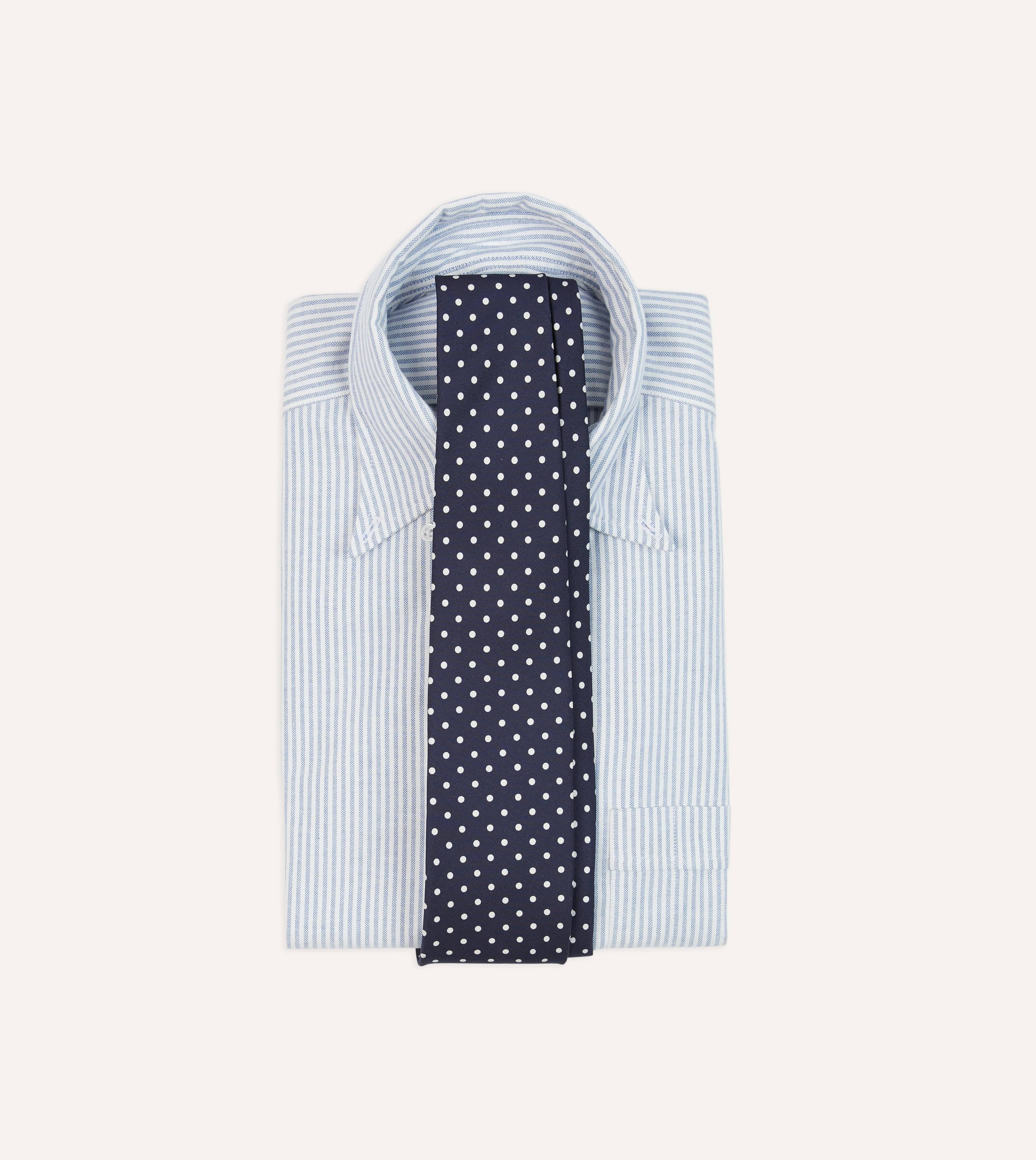Navy Polka Dot Silk Self-Tipped Tie - Image 2