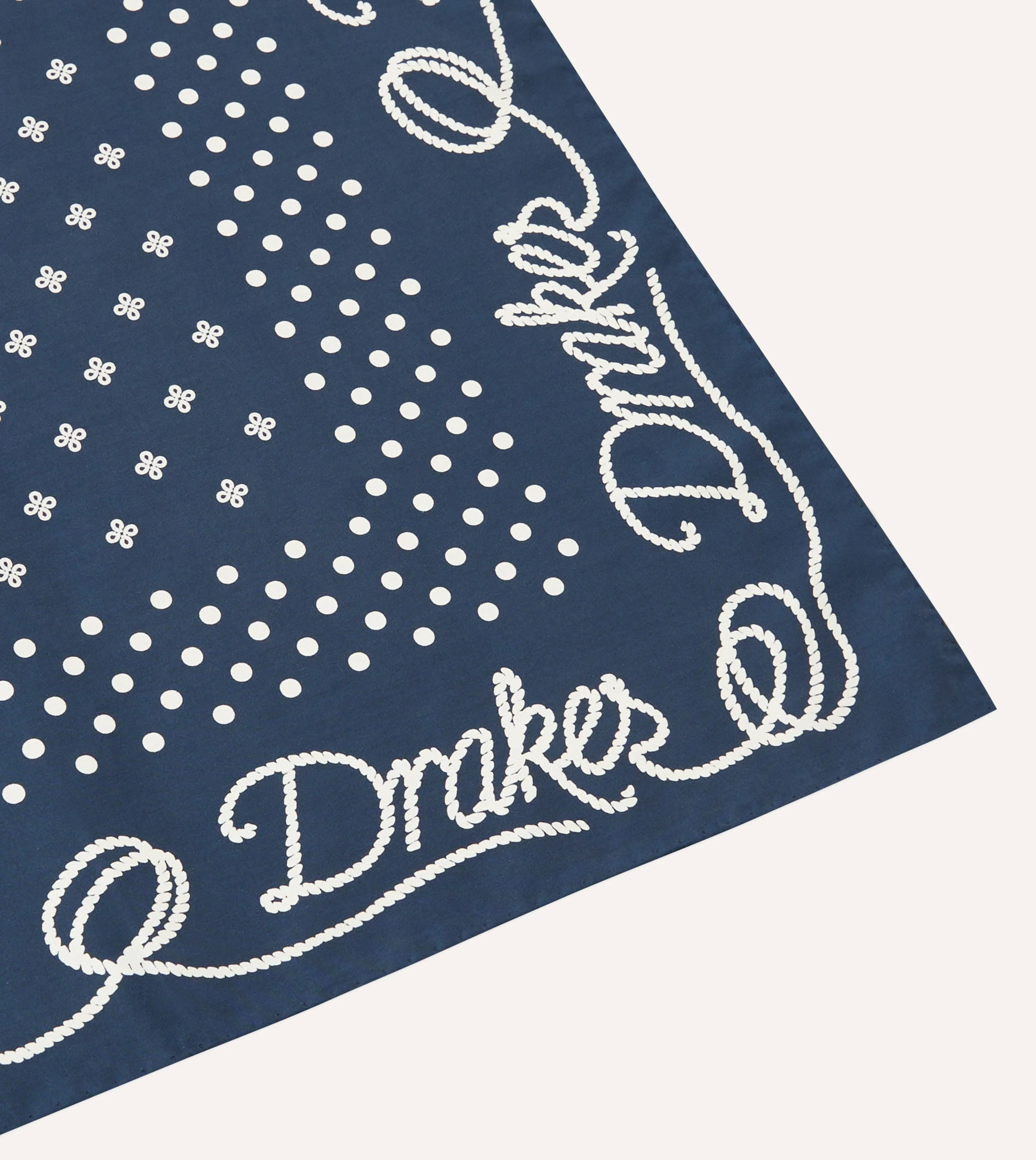 Navy Rope Border Print Silk Bandana - Image 3