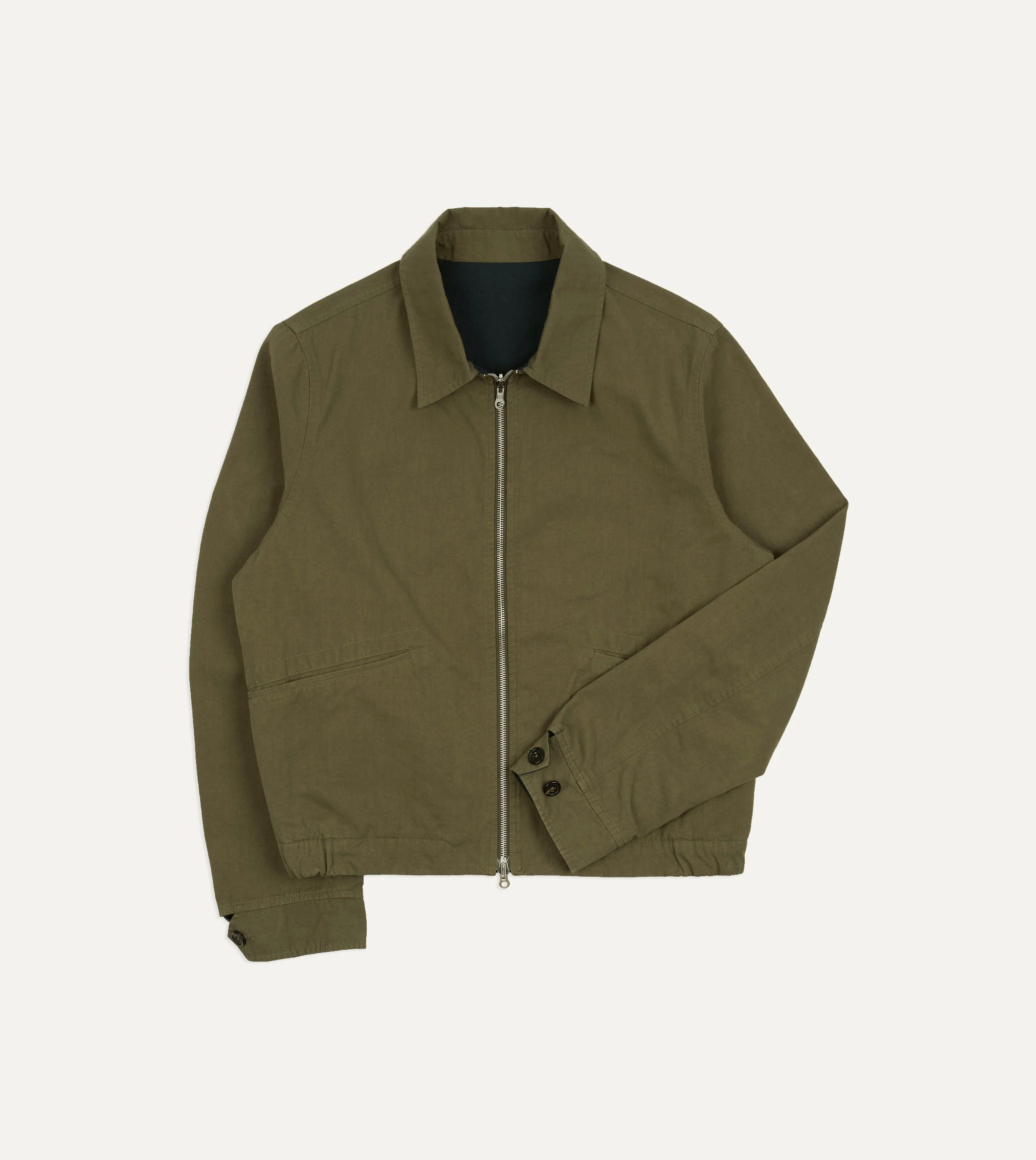 Olive and Navy Reversible Cotton Blouson Jacket - Image 2