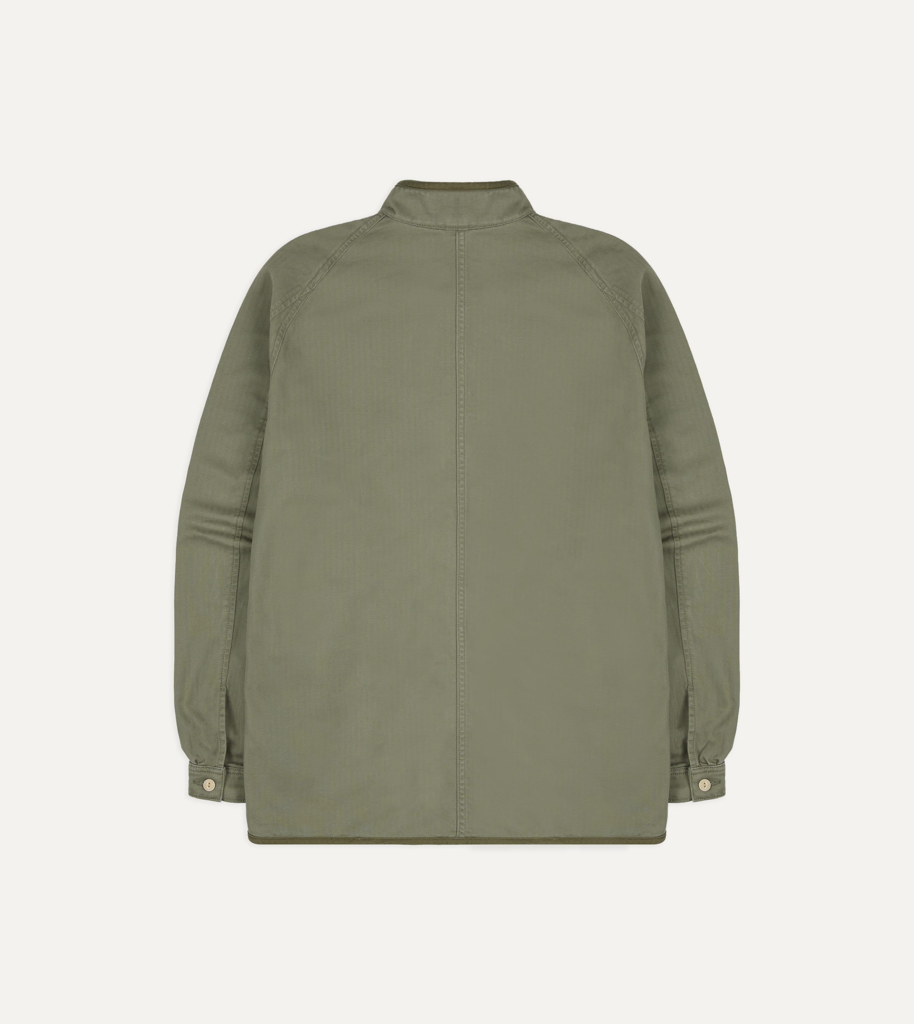Olive Herringbone Cotton Artist Chore Jacket - Image 10