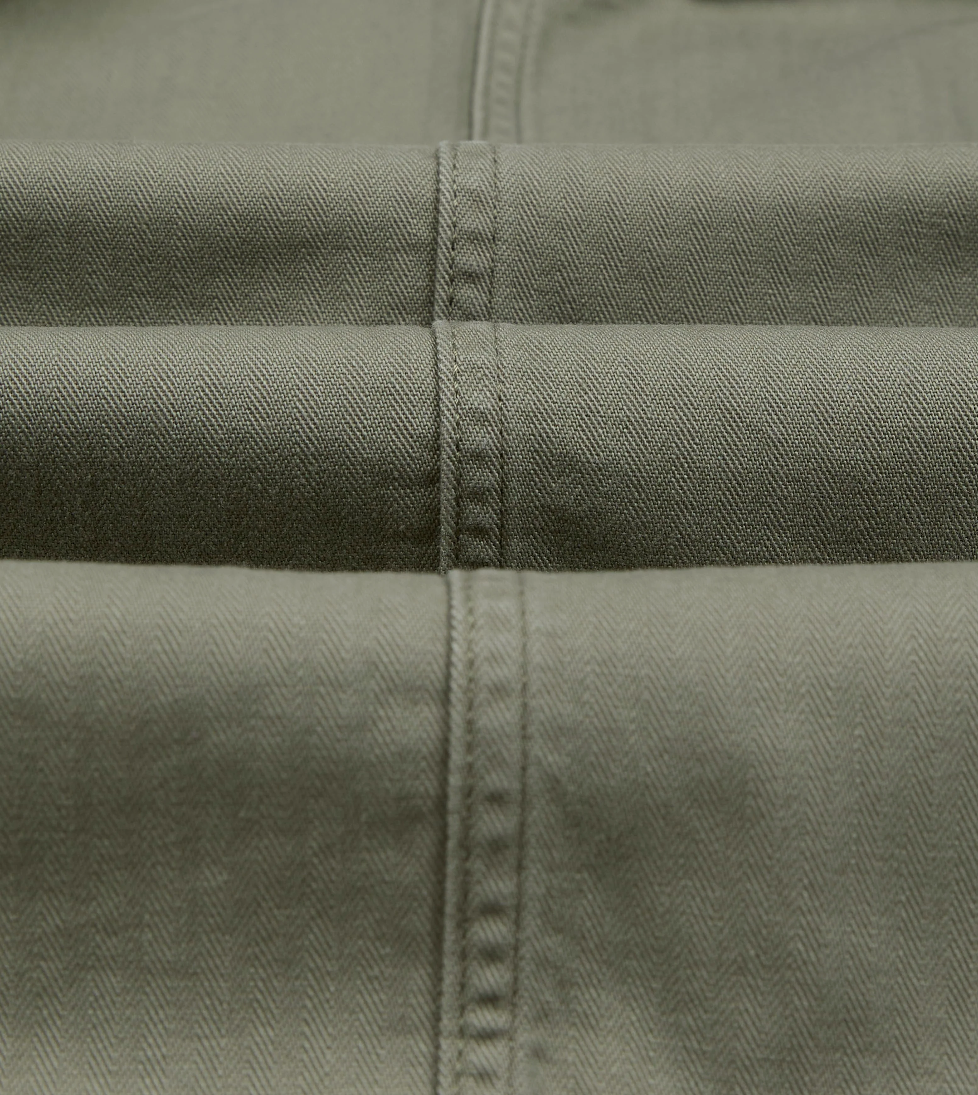 Olive Herringbone Cotton Artist Chore Jacket - Image 3