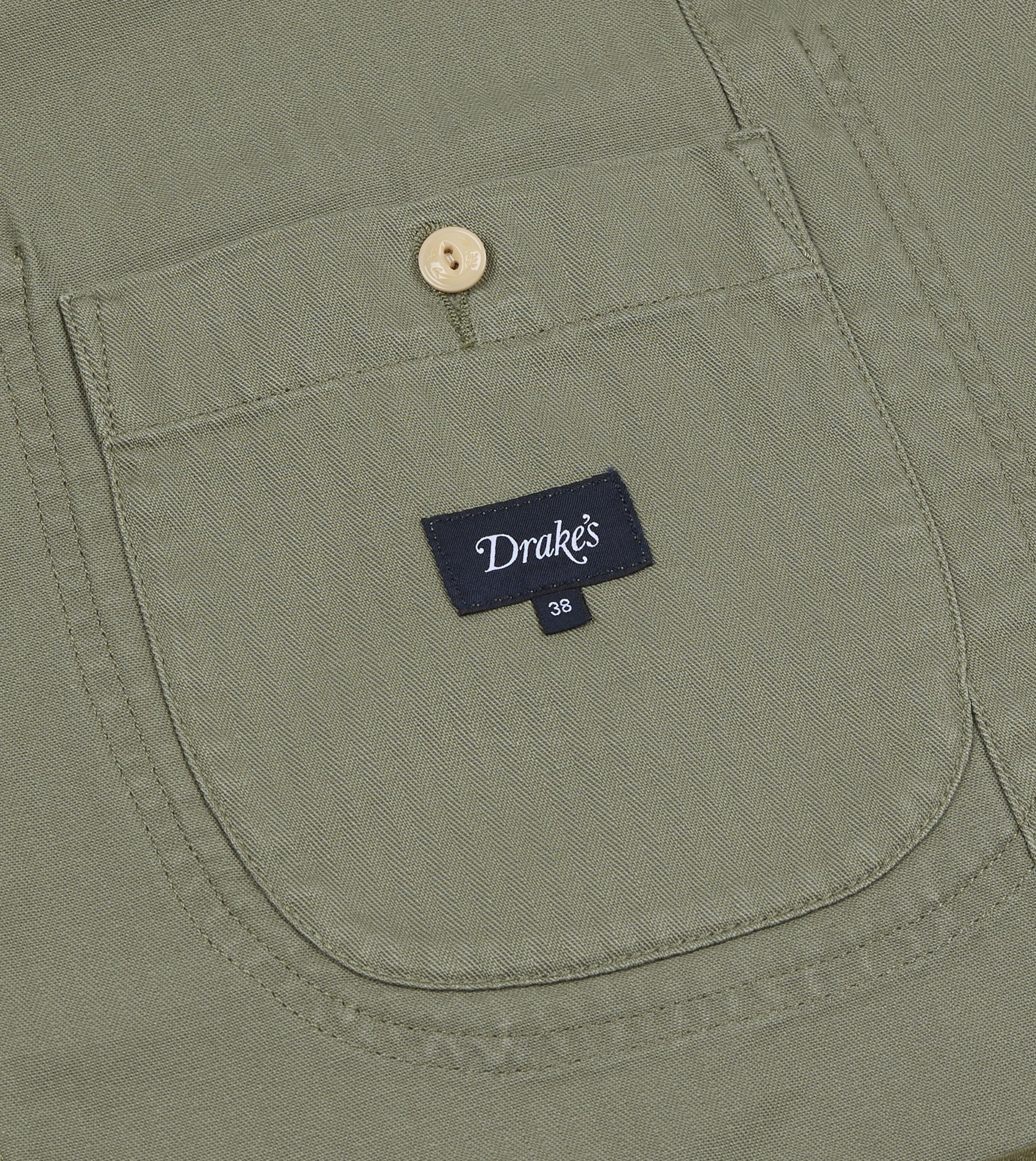 Olive Herringbone Cotton Artist Chore Jacket - Image 9