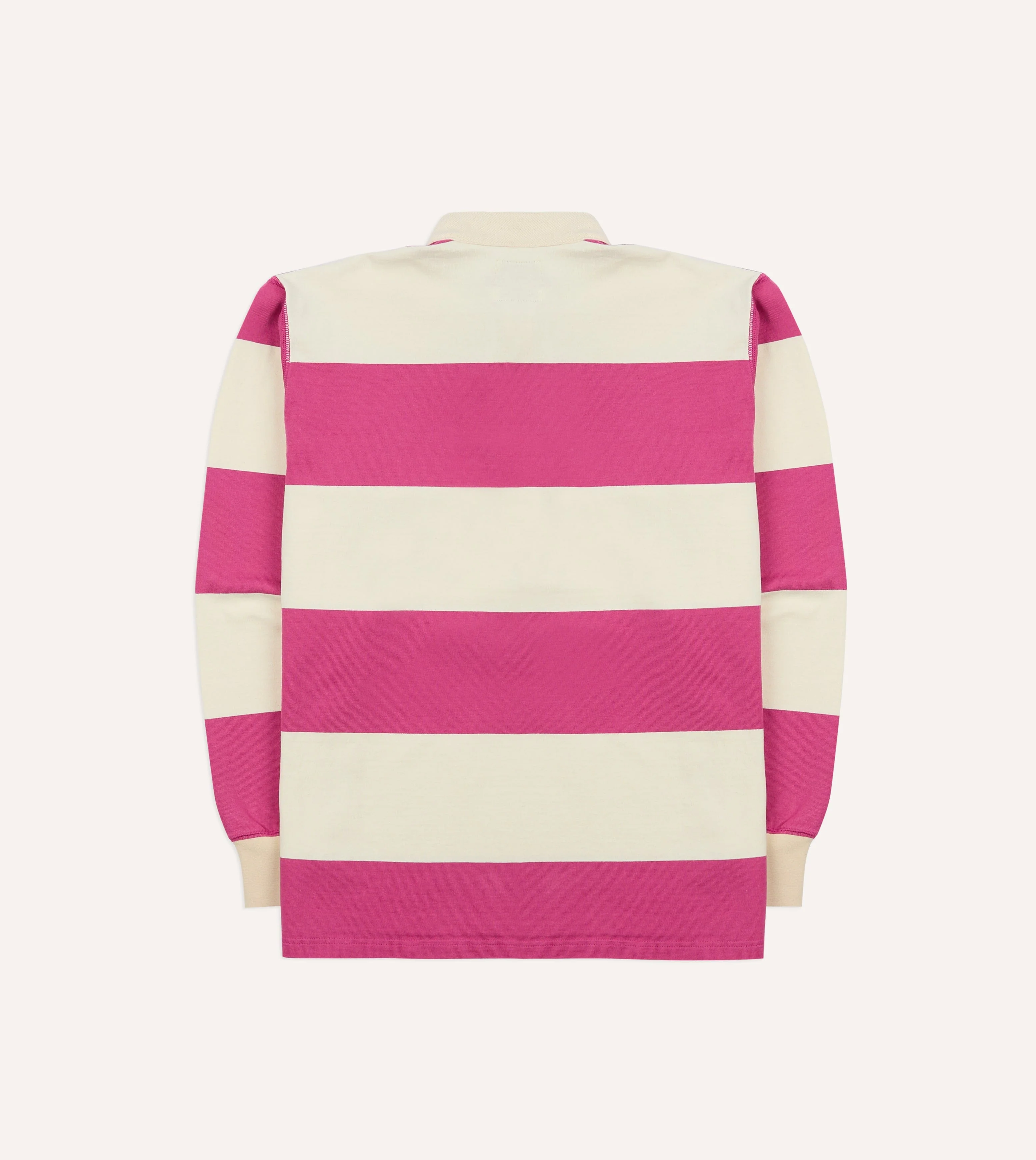 Pink and White Stripe Cotton Mandarin Collar Rugby Shirt - Image 6