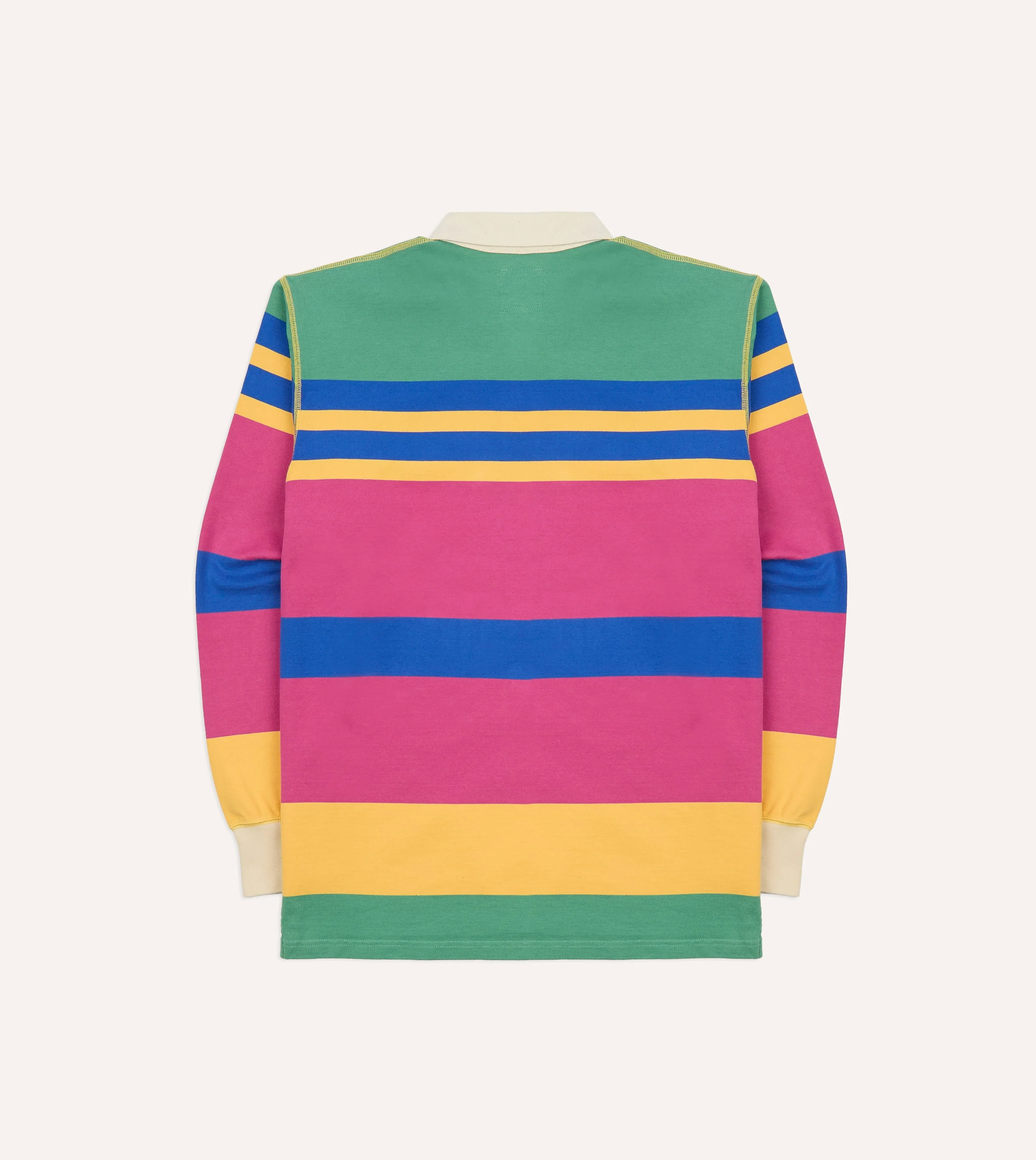 Pink, Green, Yellow and Navy Pastel Stripe Cotton Rugby Shirt - Image 5
