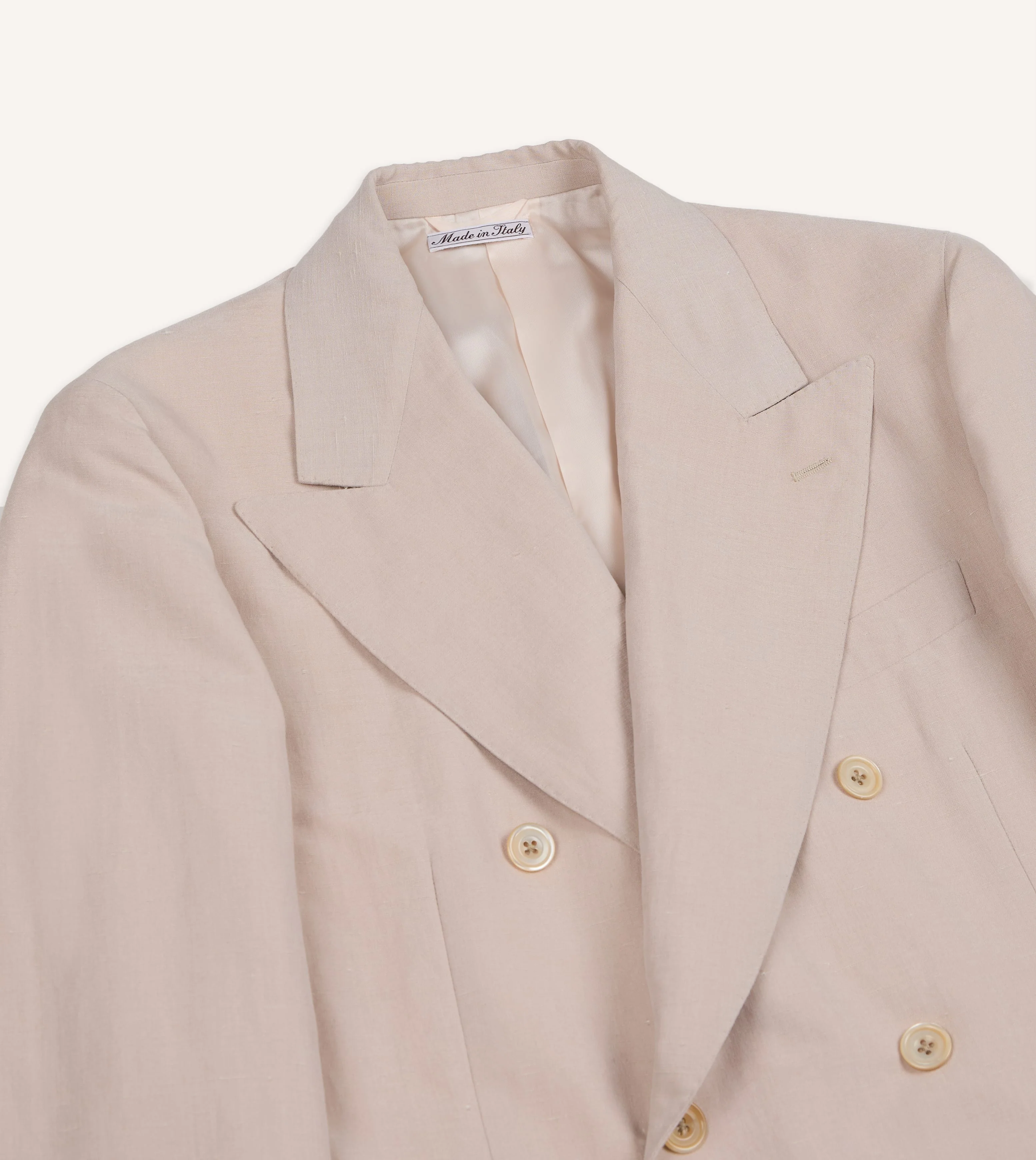 Pink Tussah Silk-Linen Double-Breasted Tailored Jacket - Image 3