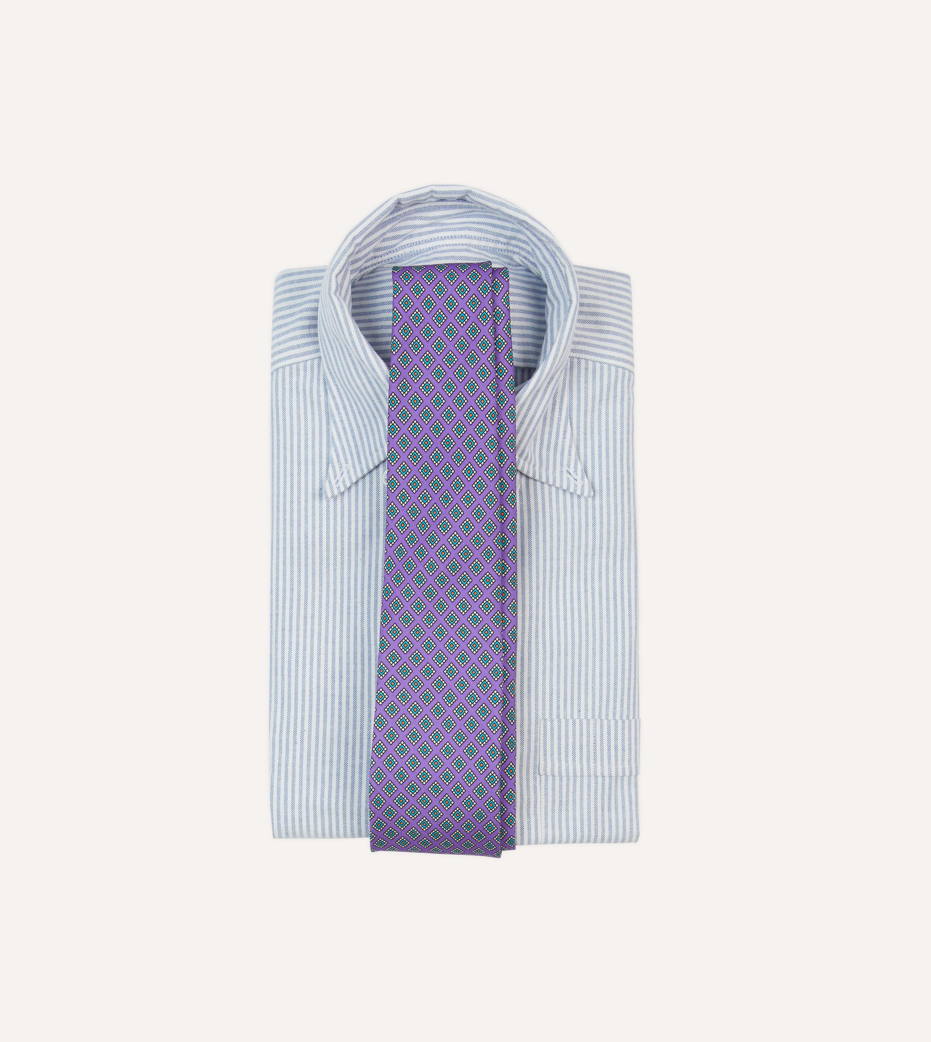 Purple Square Medallion Self-Tipped Silk Tie - Image 2