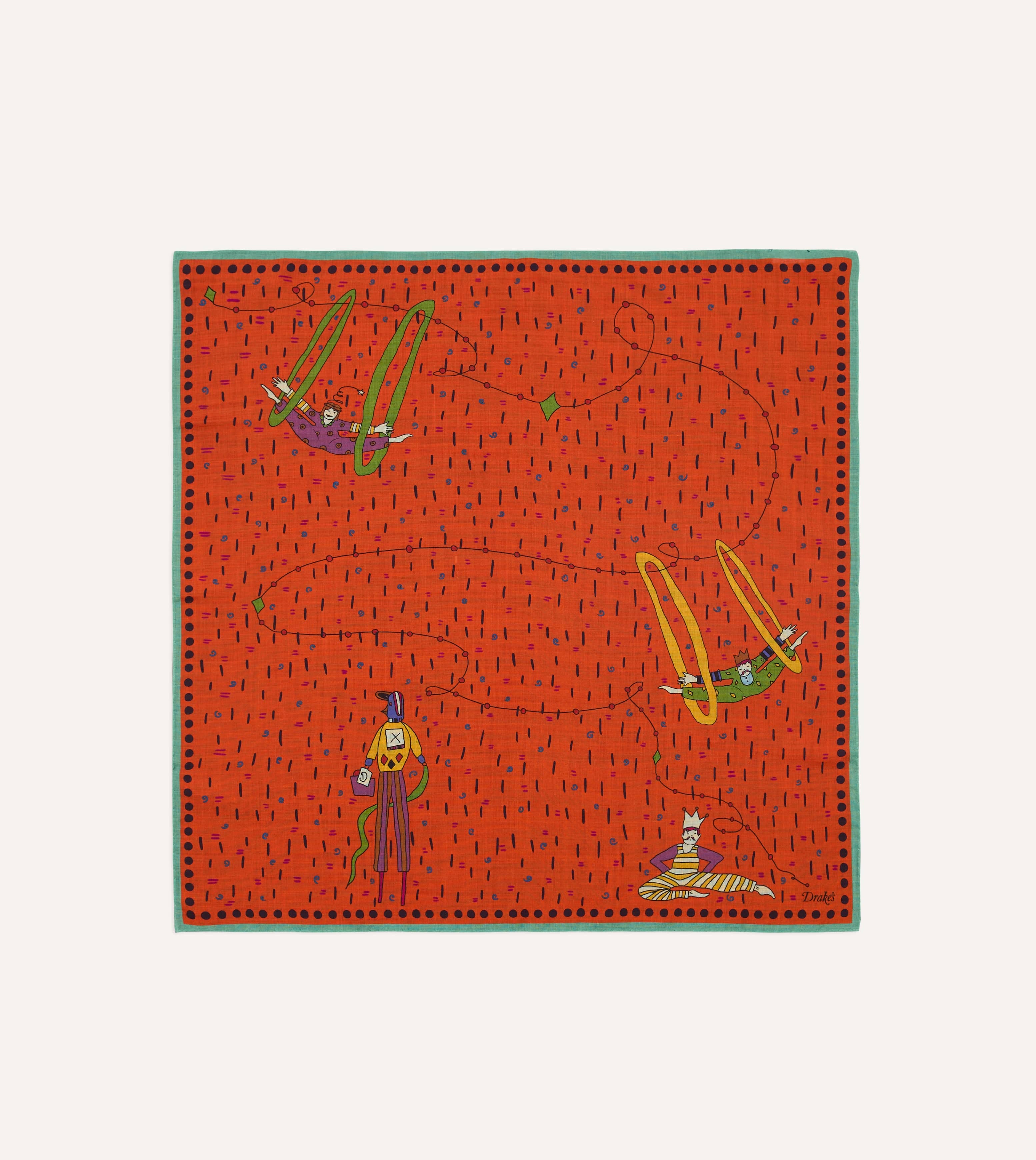 Red Acrobat Print Wool-Silk Bandana - Image 2