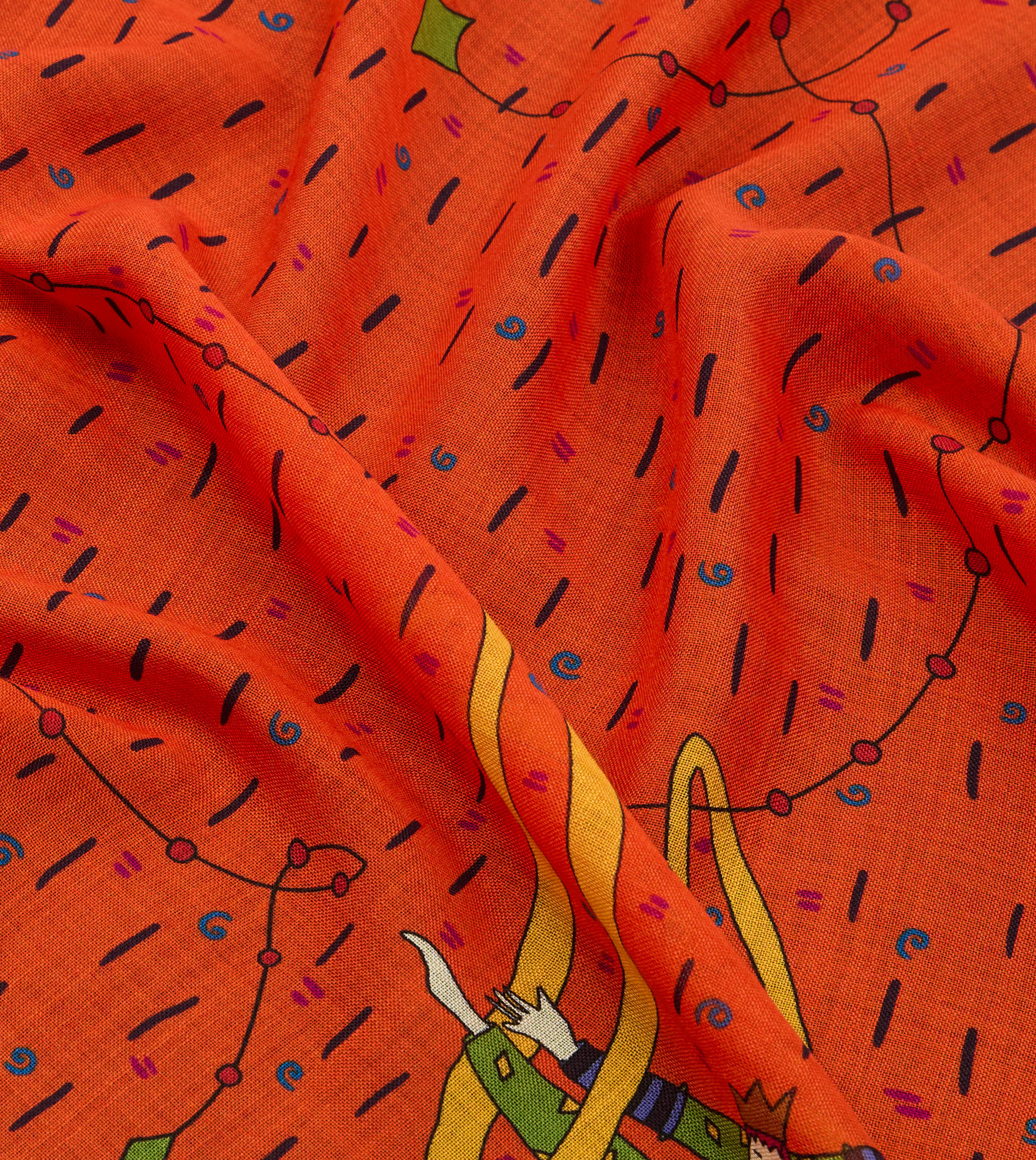 Red Acrobat Print Wool-Silk Bandana - Image 3