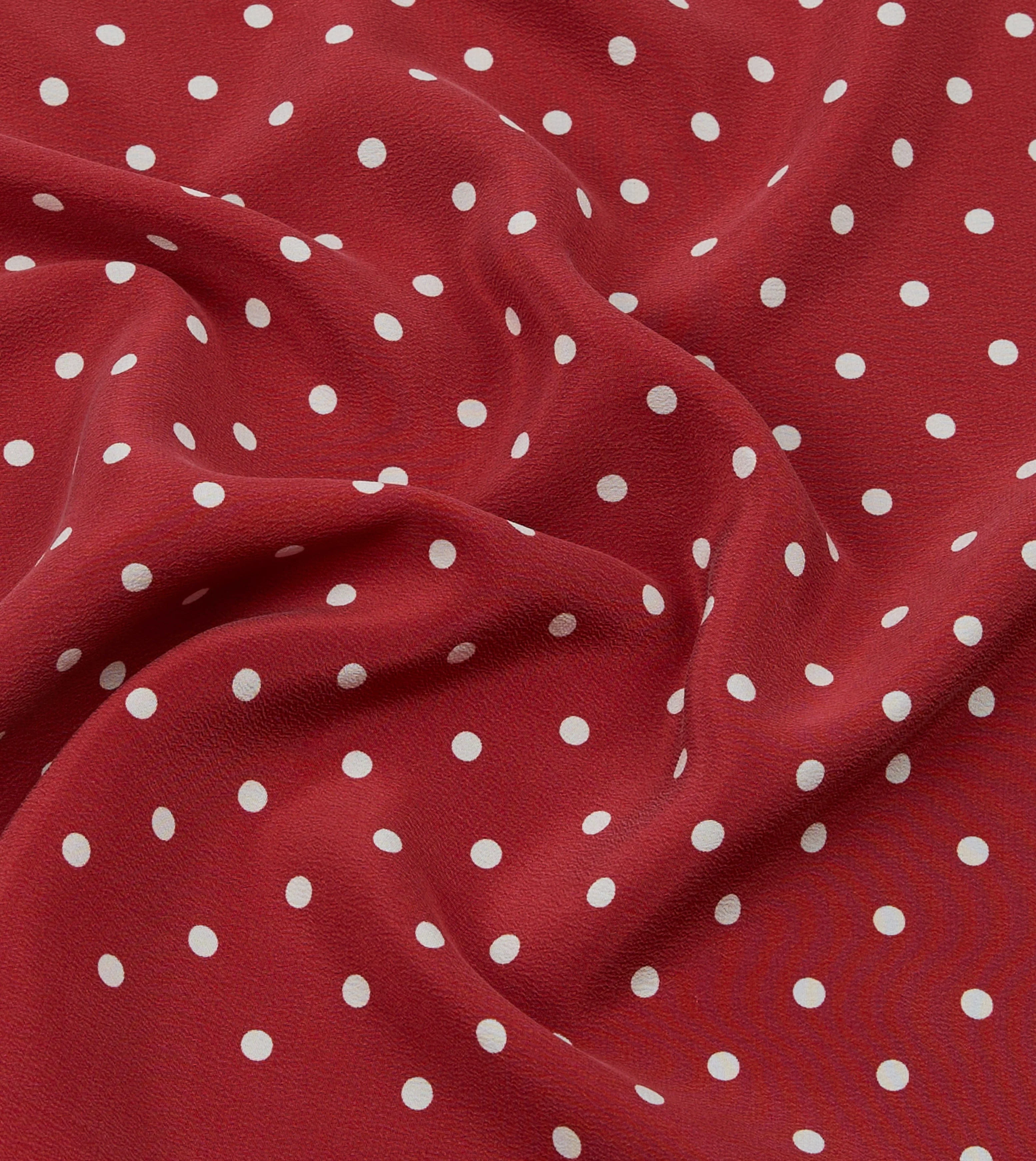 Red Polka Dot Print Silk Pocket Square - Image 2