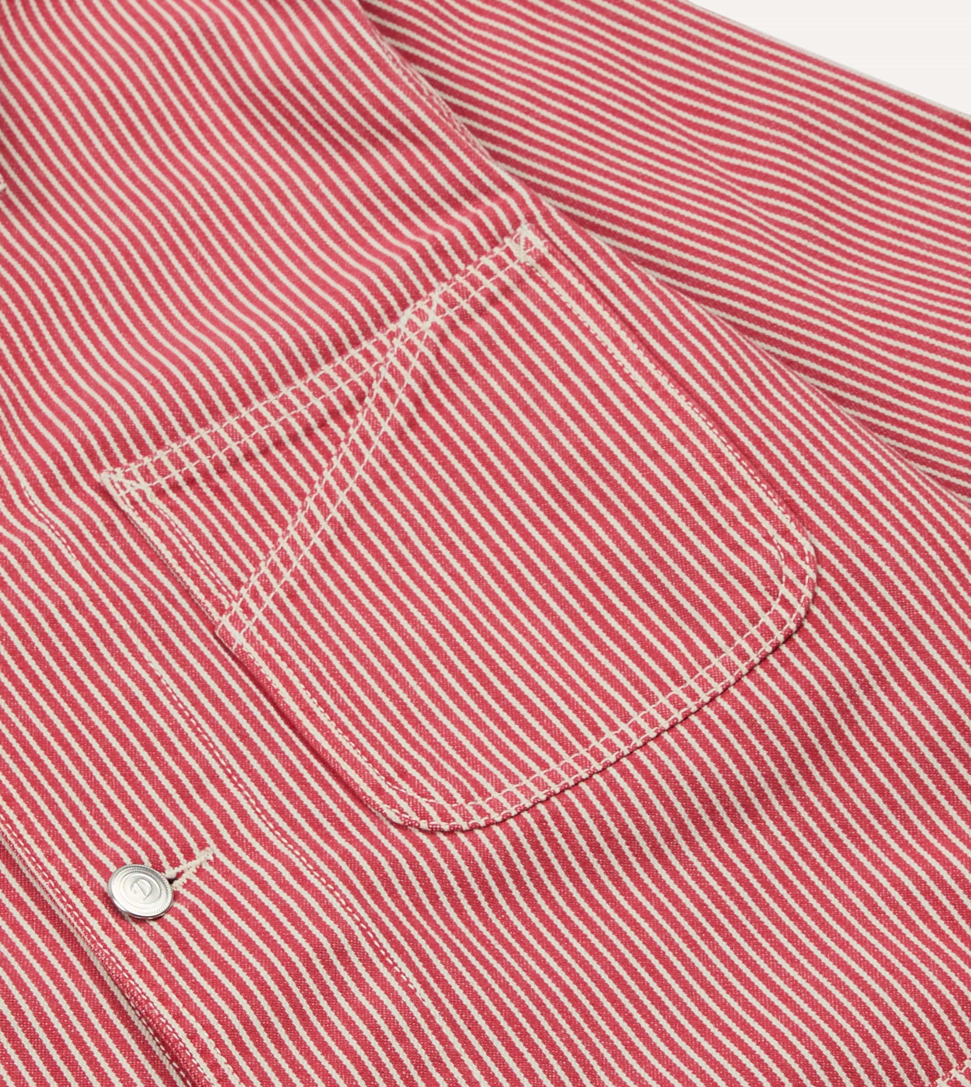 Red Stripe Cotton Fatigue Jacket - Image 5