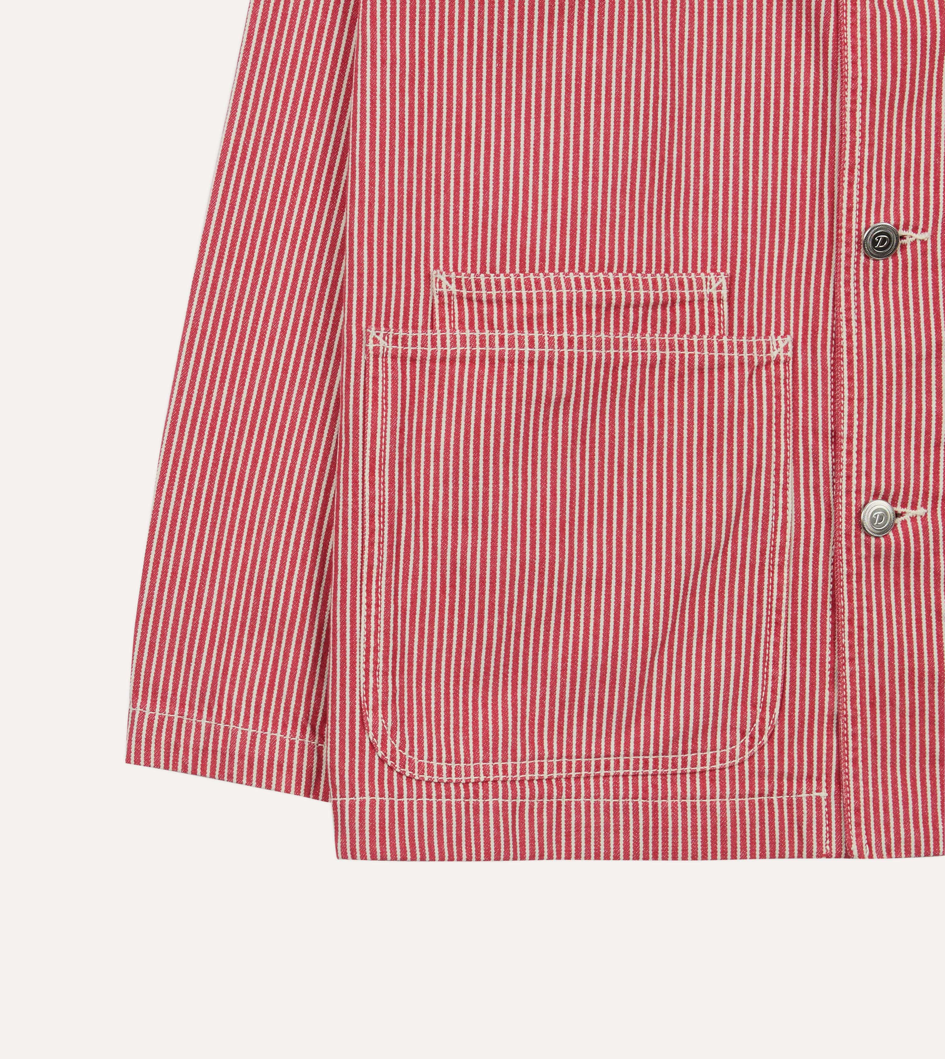 Red Stripe Cotton Fatigue Jacket - Image 7