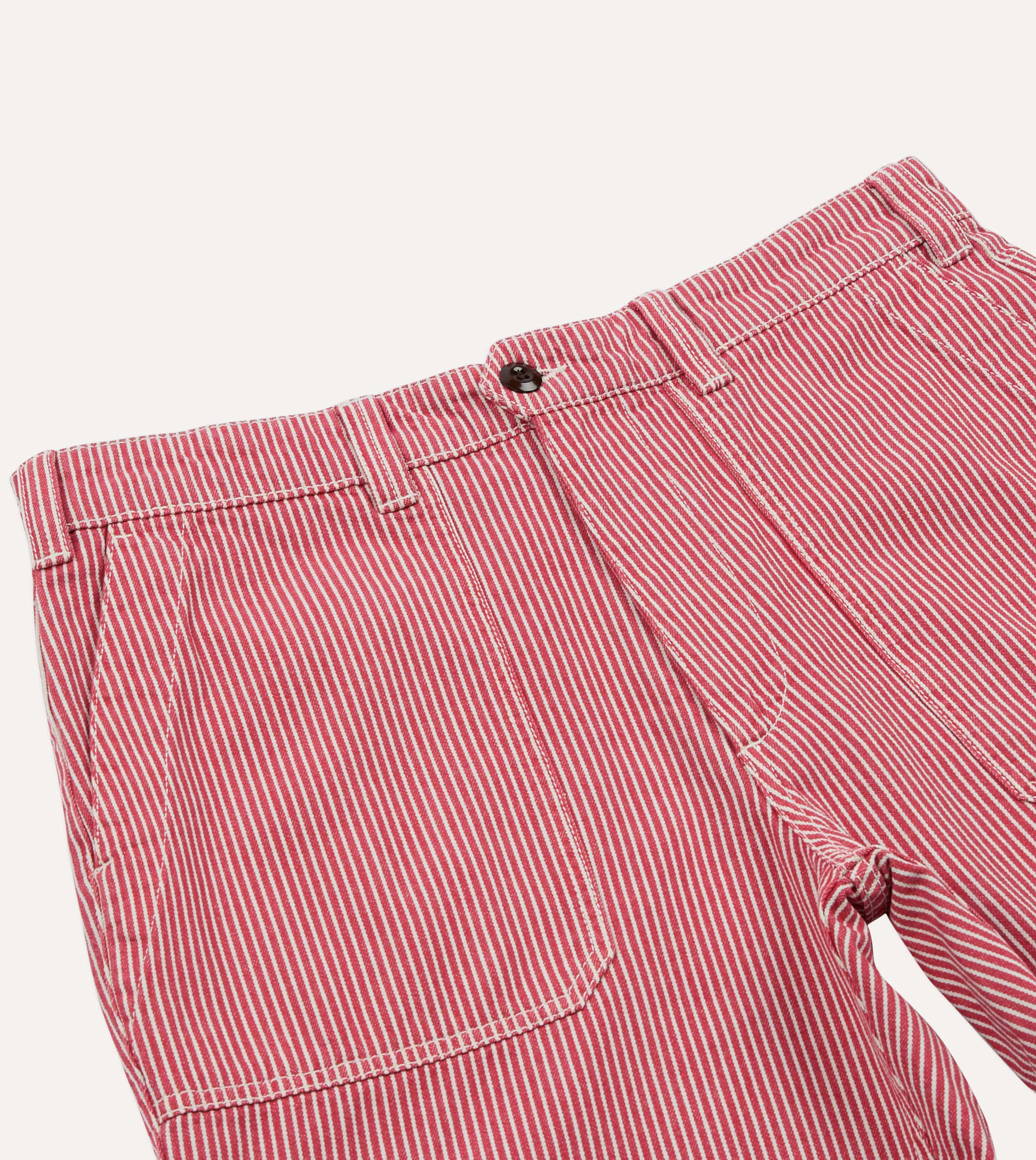 Red Stripe Cotton Fatigue Shorts - Image 3