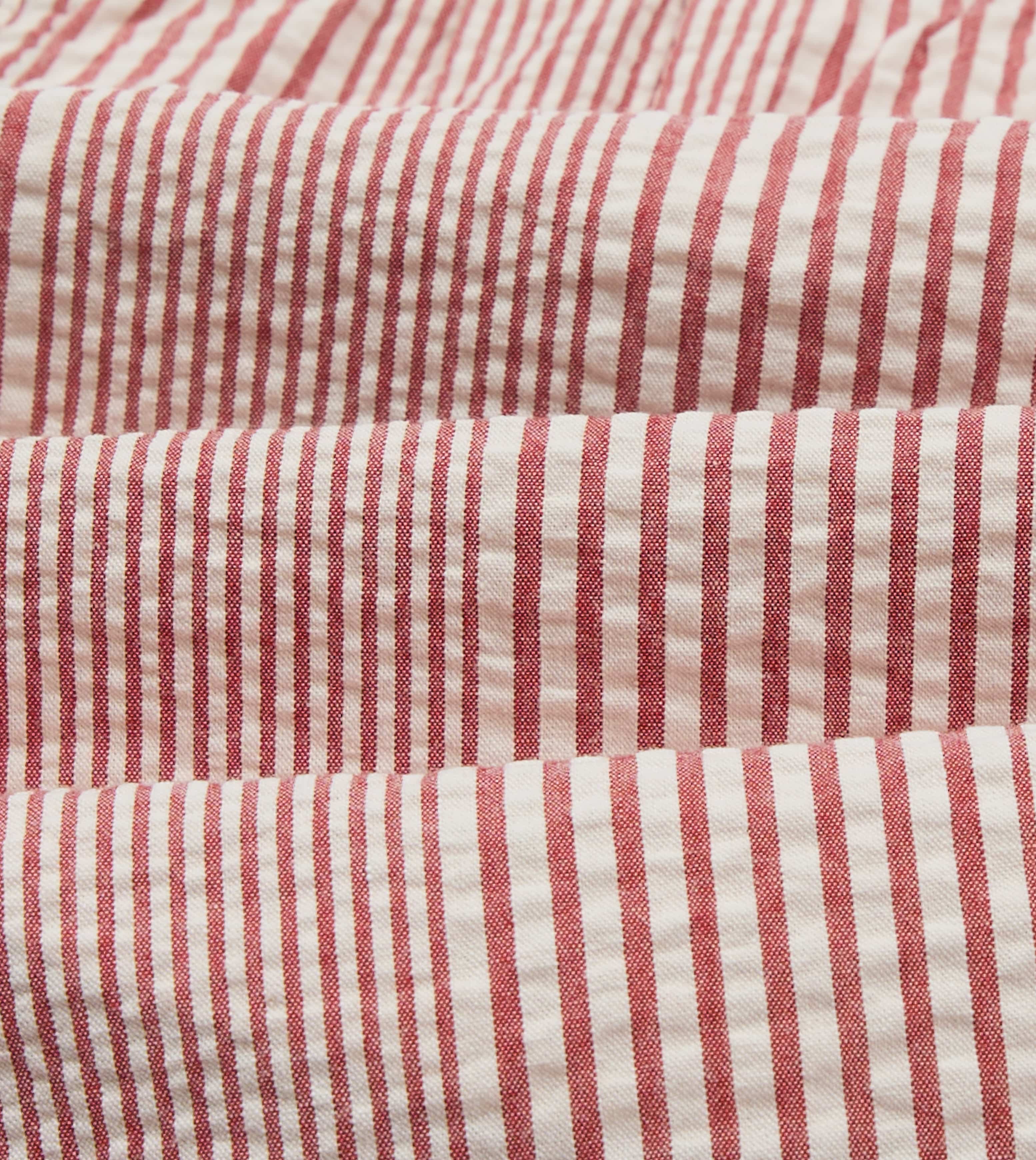 Red Stripe Seersucker Cotton Drawstring Shorts - Image 3