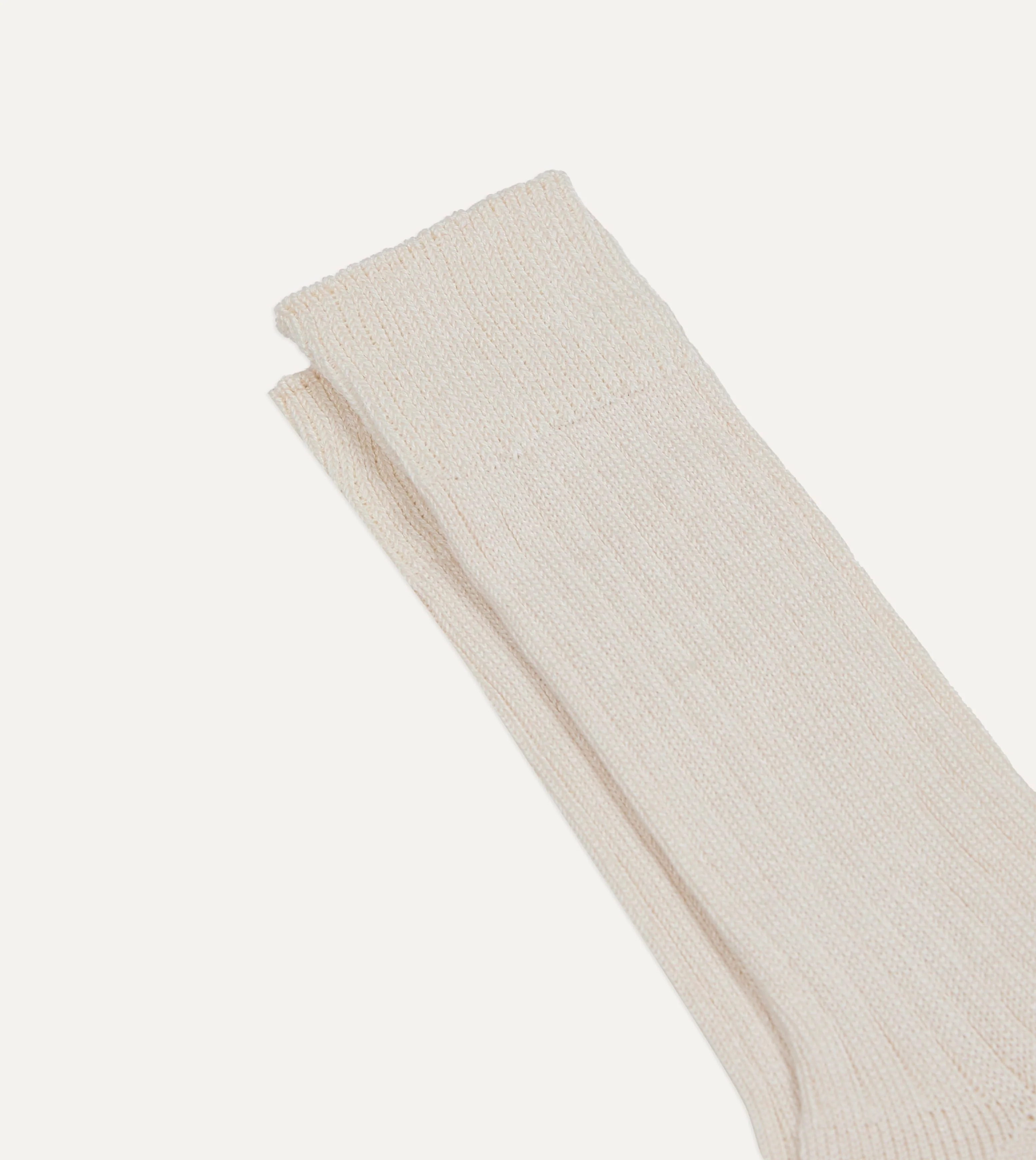 RoToTo Ecru Linen-Cotton Ribbed Socks - Image 3