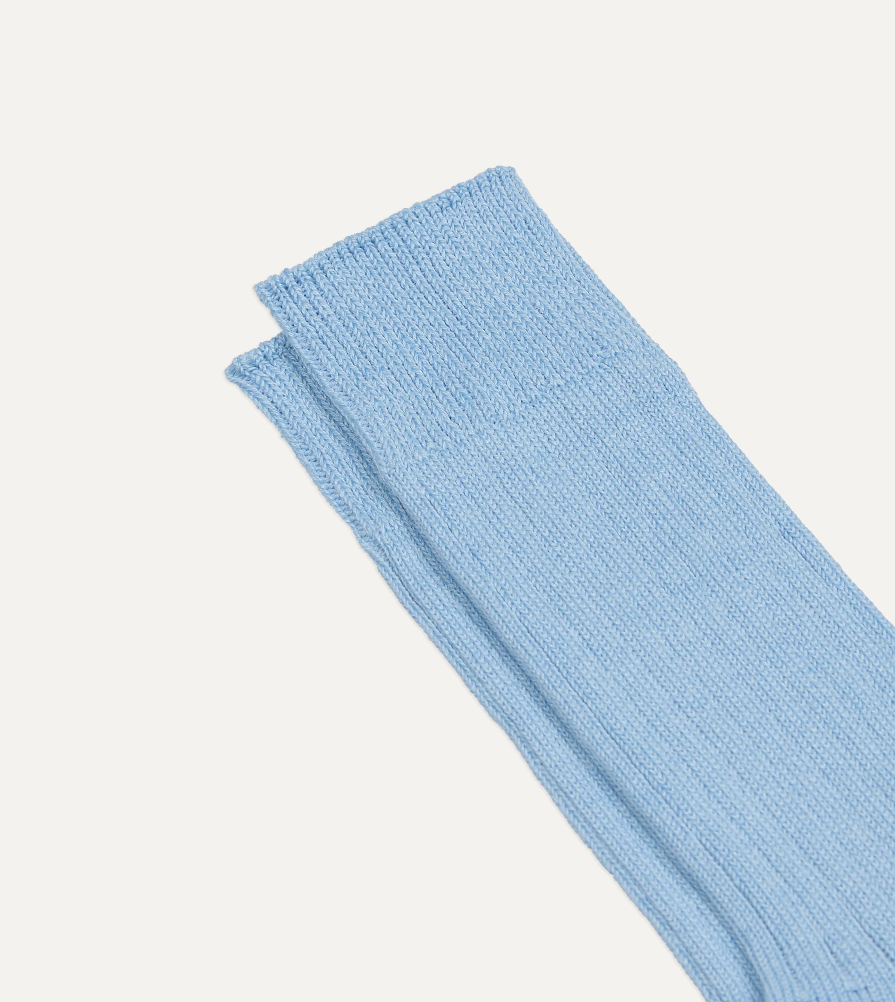 RoToTo Sky Blue Linen-Cotton Ribbed Socks - Image 3
