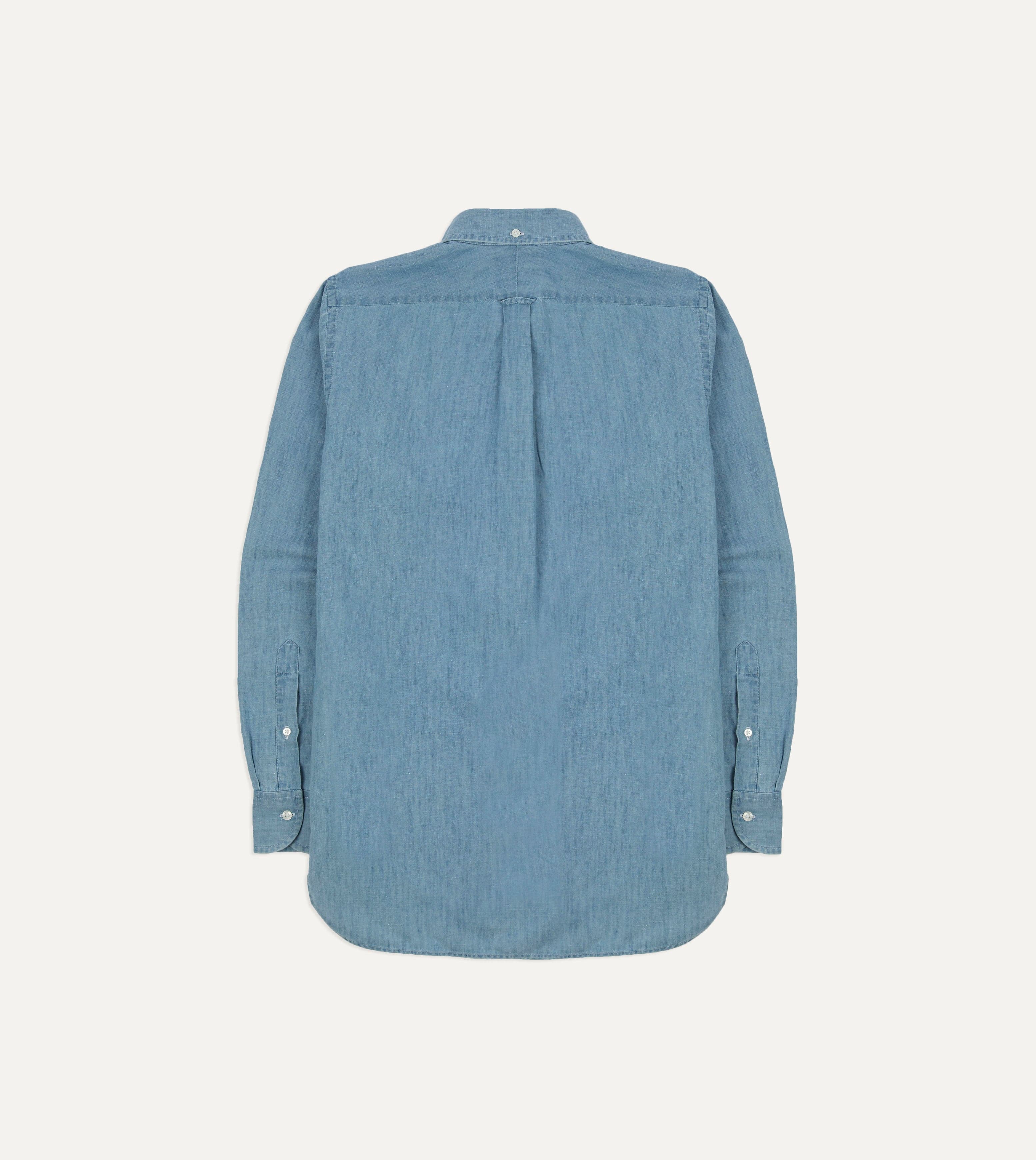 Stone Wash Cotton Chambray Button-Down Collar Popover Shirt - Image 7