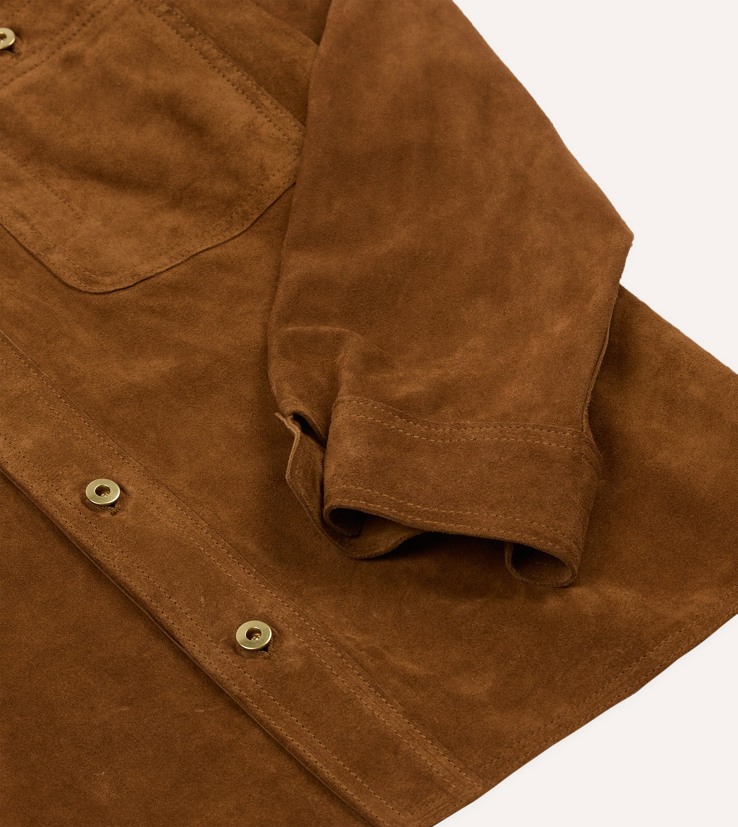 Tobacco Raw Suede Overshirt - Image 6